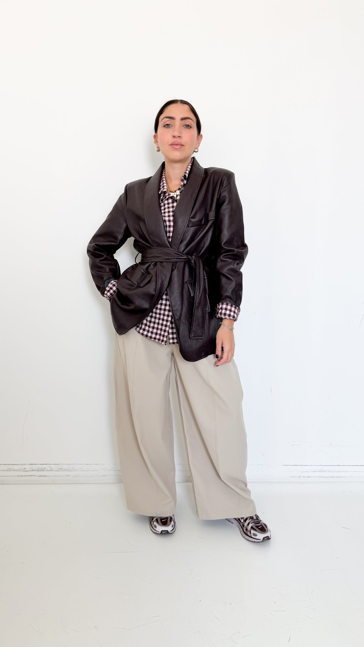 Pantaloni Barrel Beige