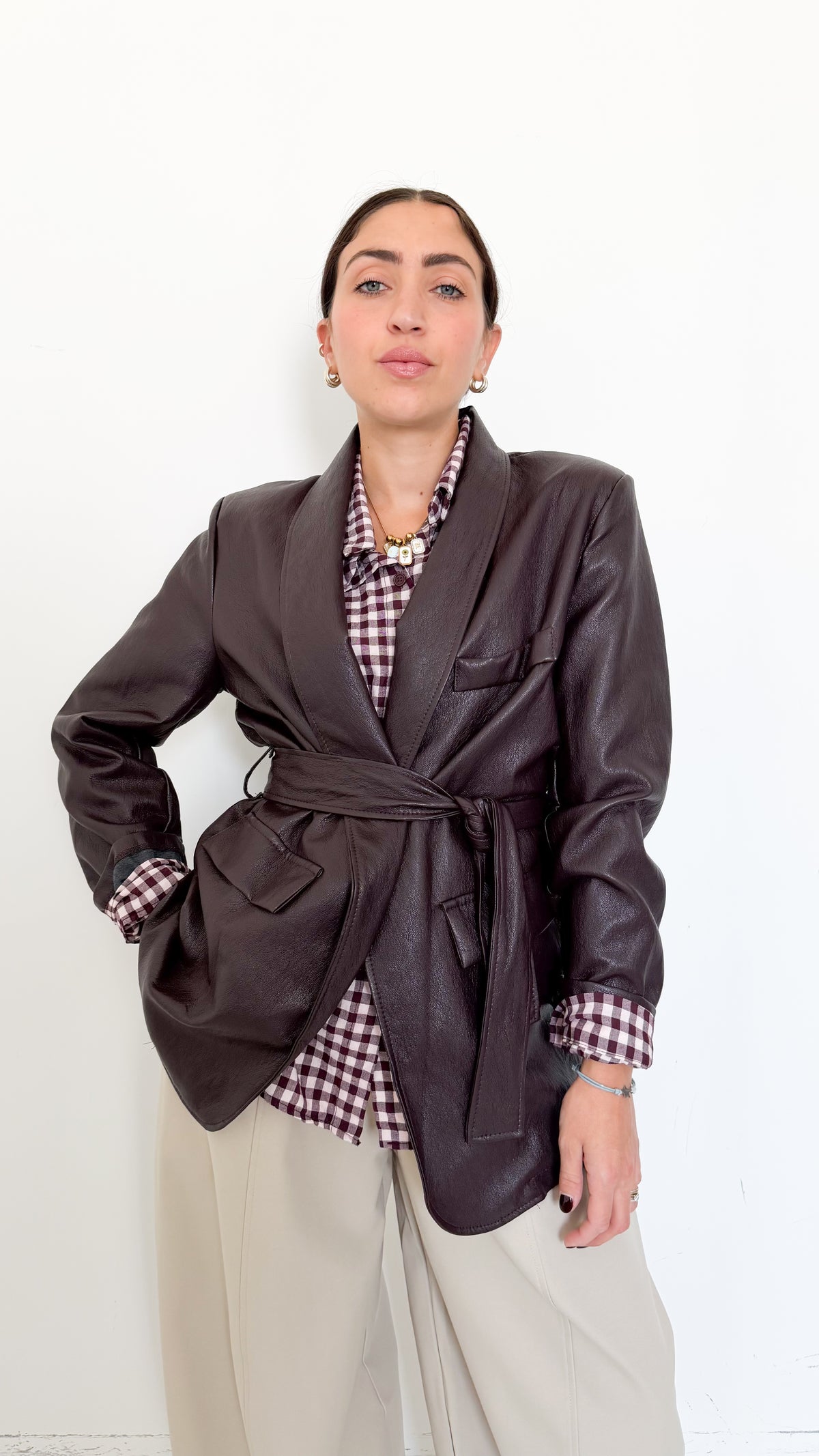 Blazer Borgogna Con Cintura