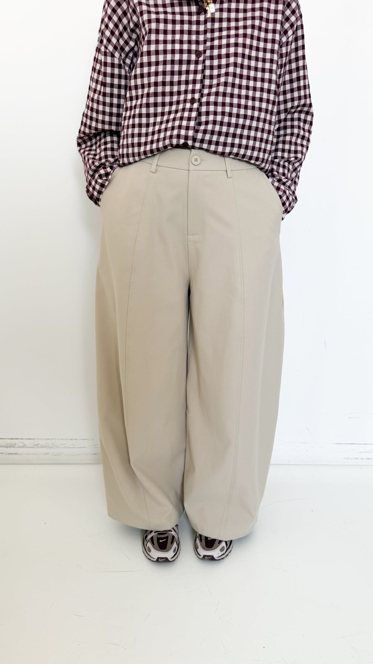 Pantaloni Barrel Beige