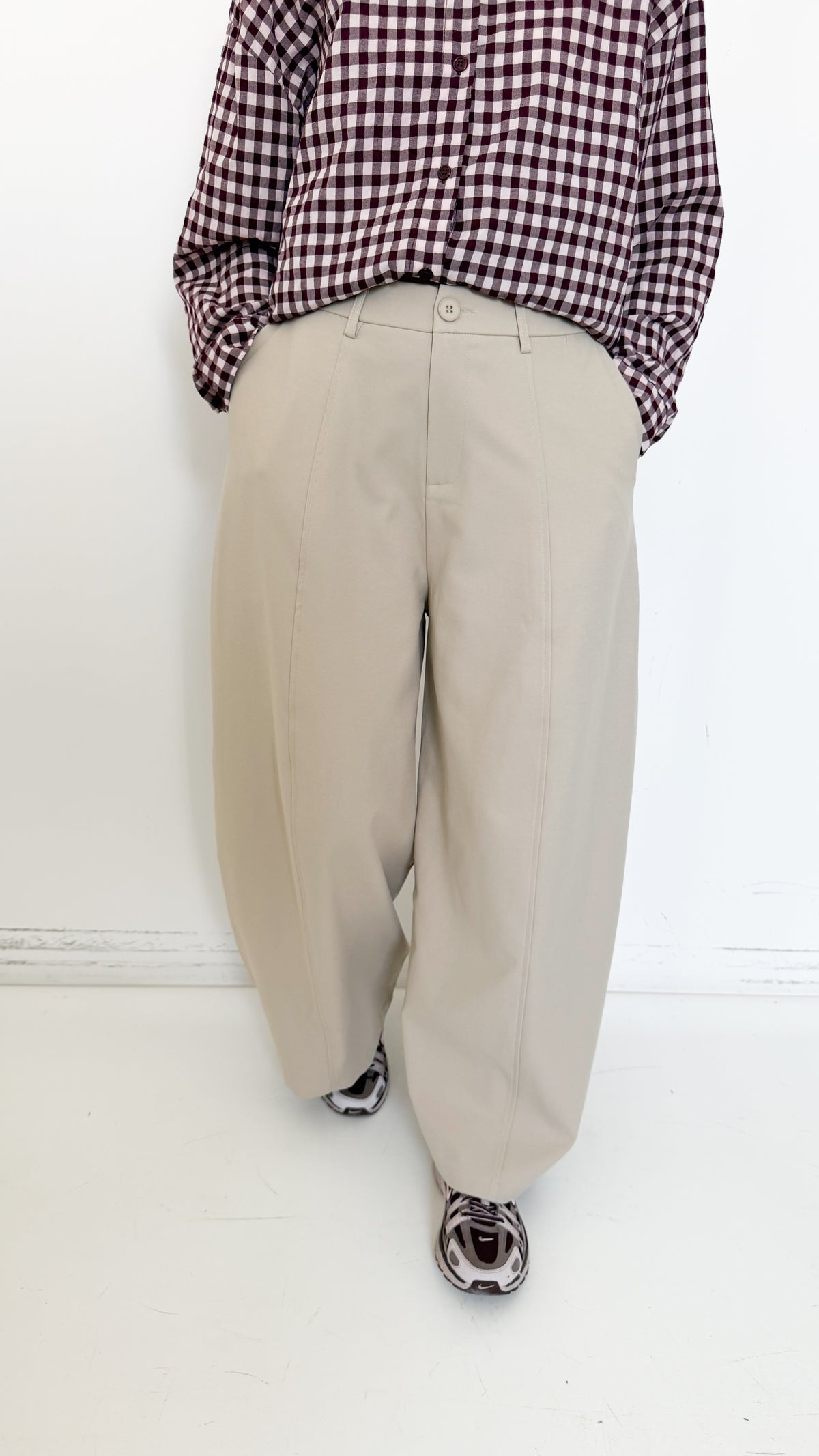 Pantaloni Barrel Beige