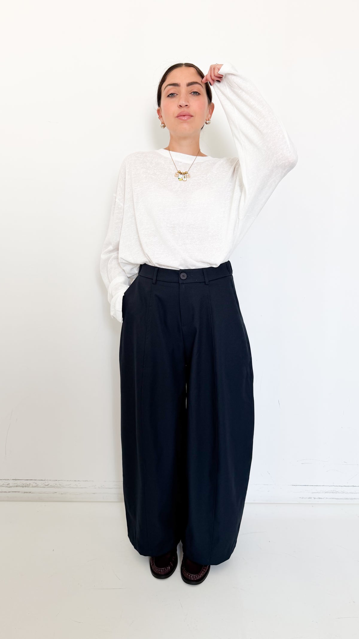 Pantaloni Barrel Blu