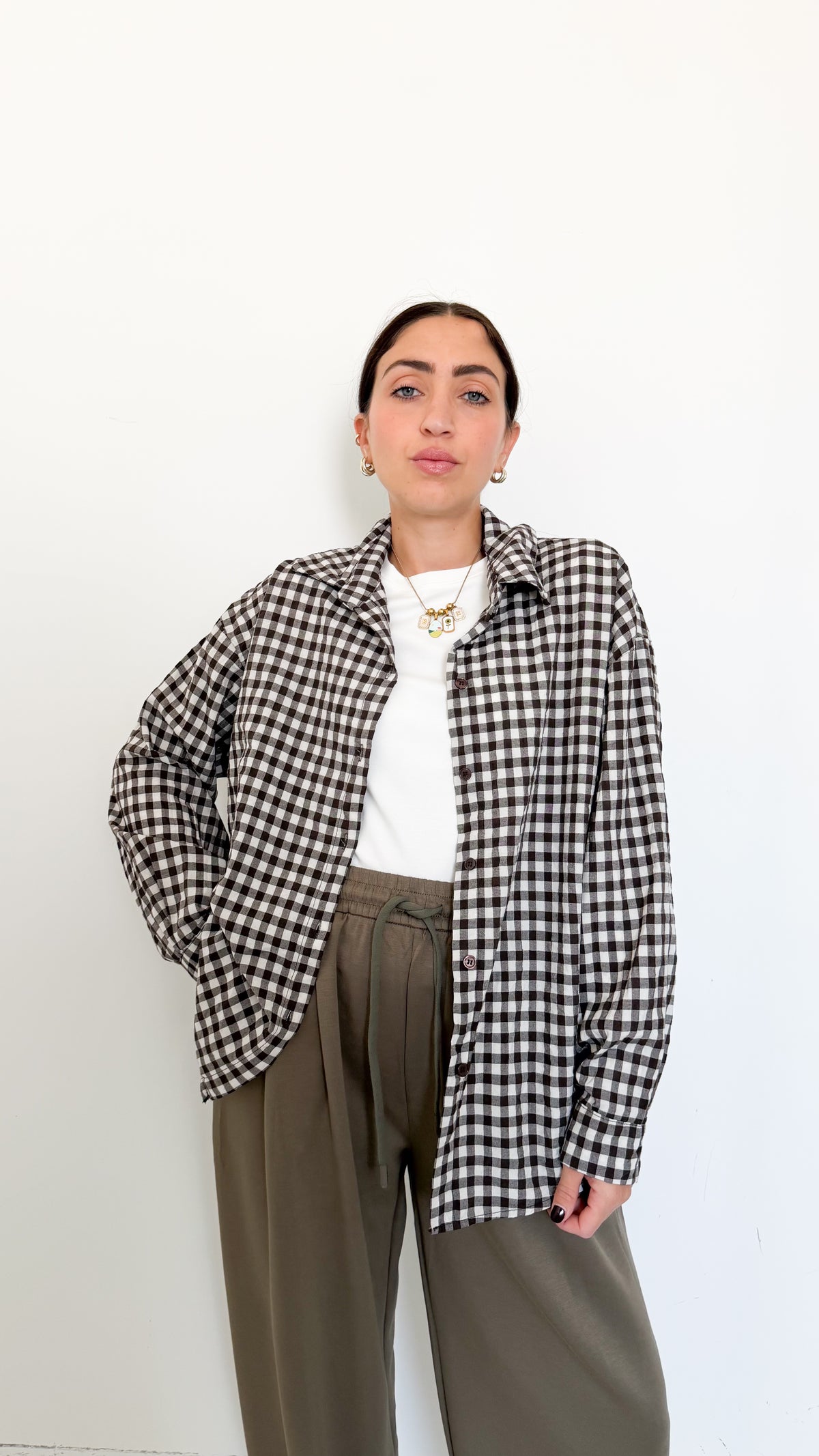 Camicia A Quadri Marrone