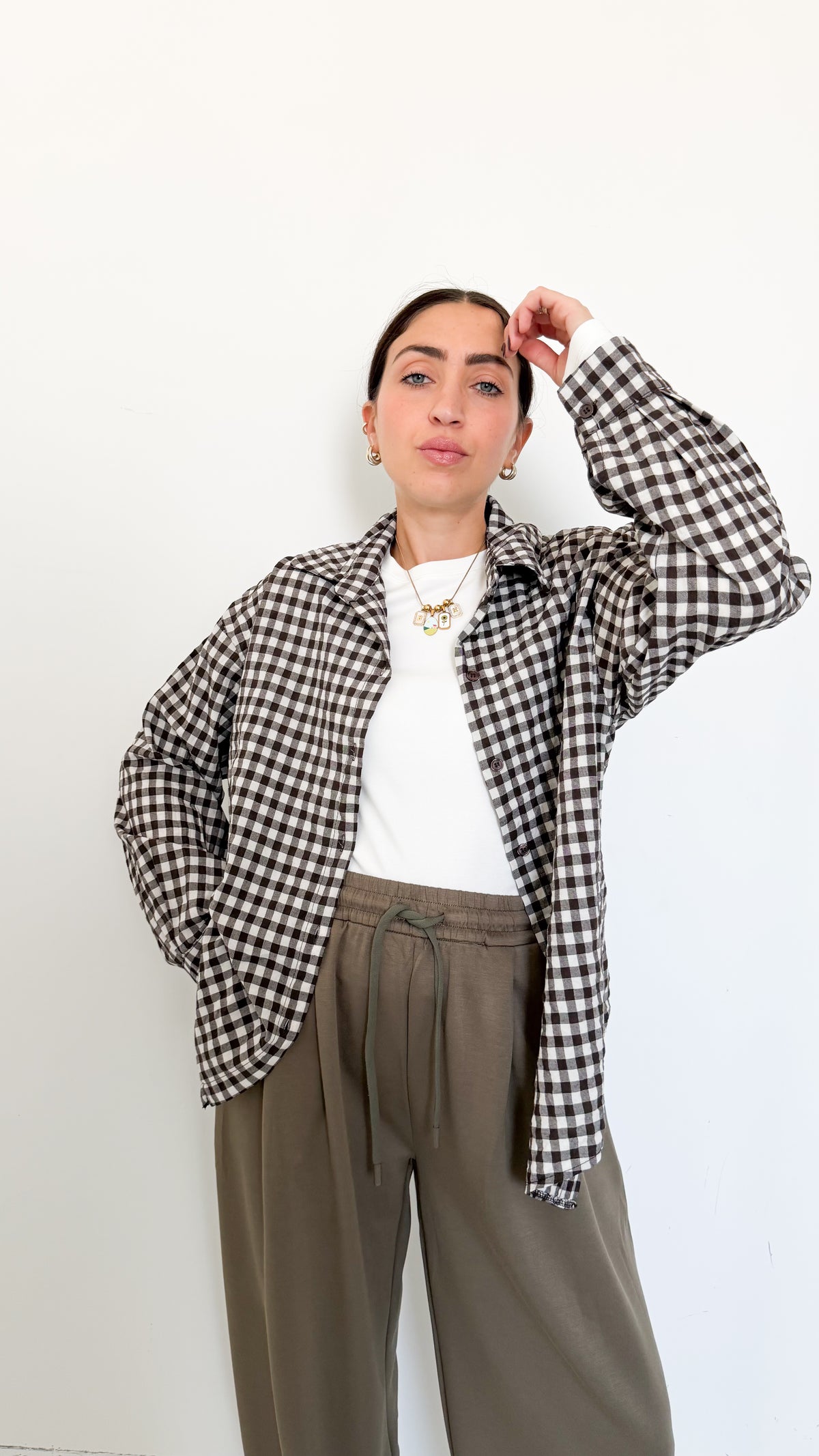 Camicia A Quadri Marrone