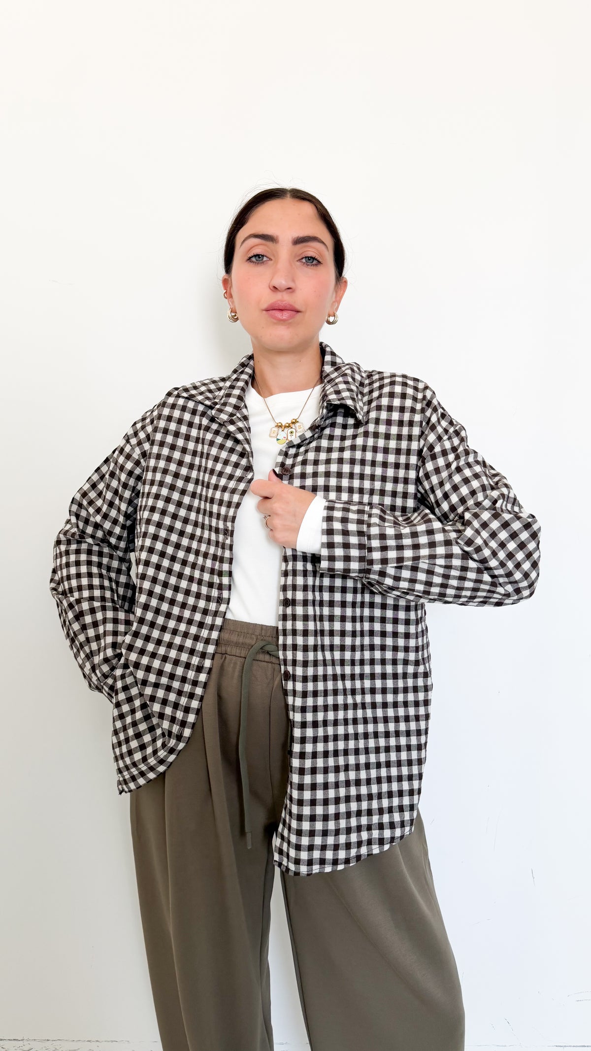 Camicia A Quadri Marrone