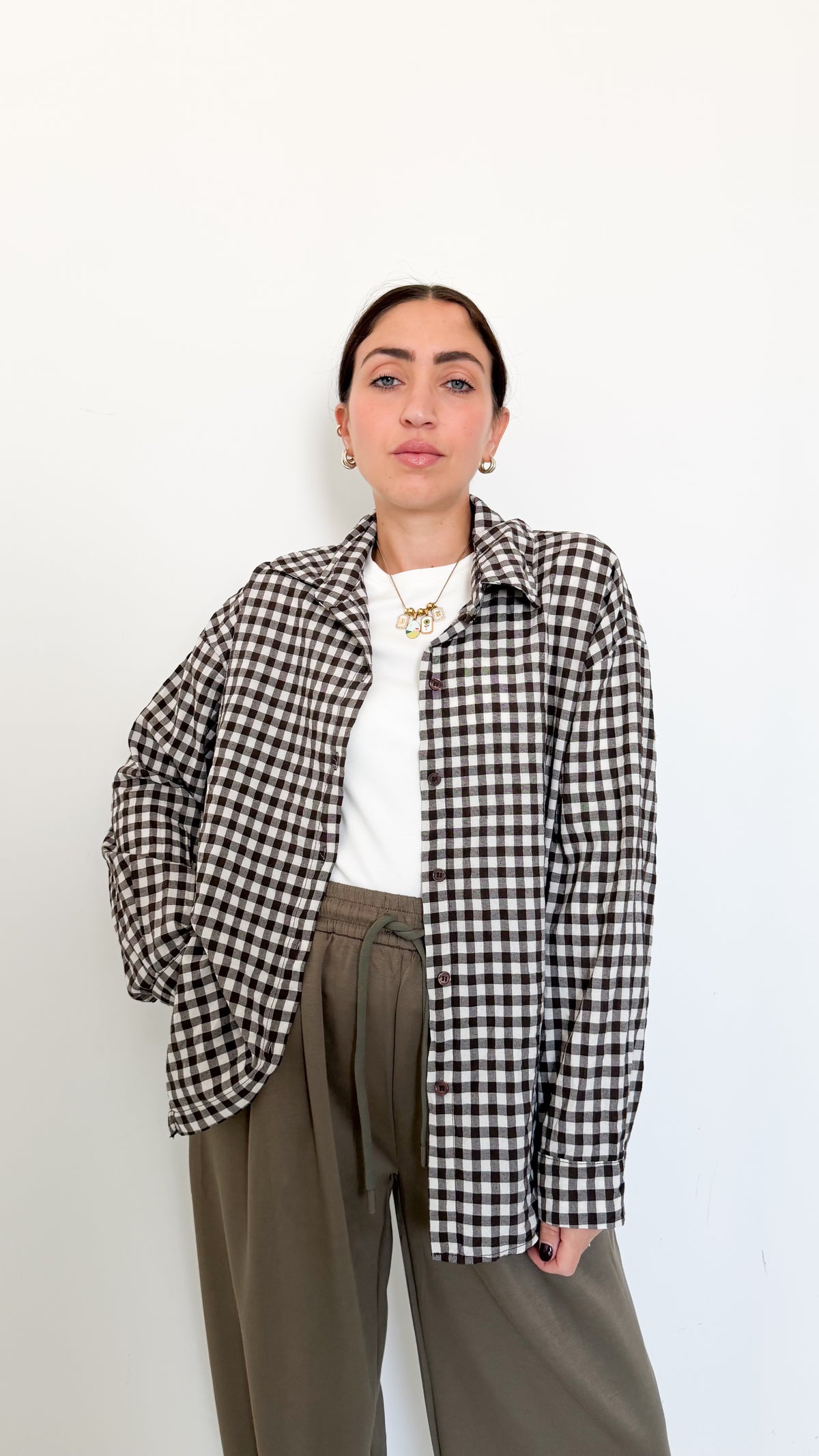 Camicia A Quadri Marrone