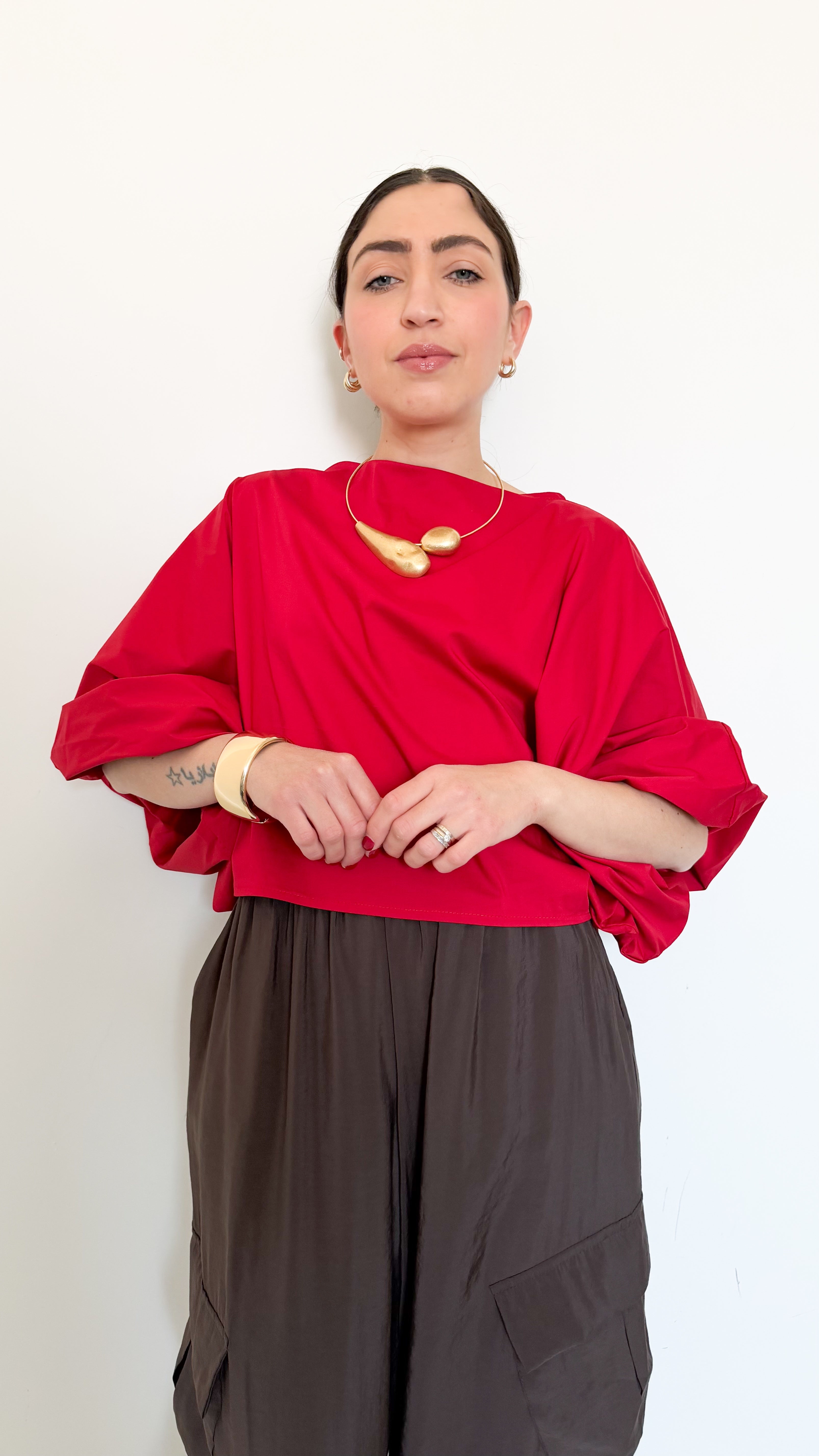 Blusa Manica A Sbuffo Rossa