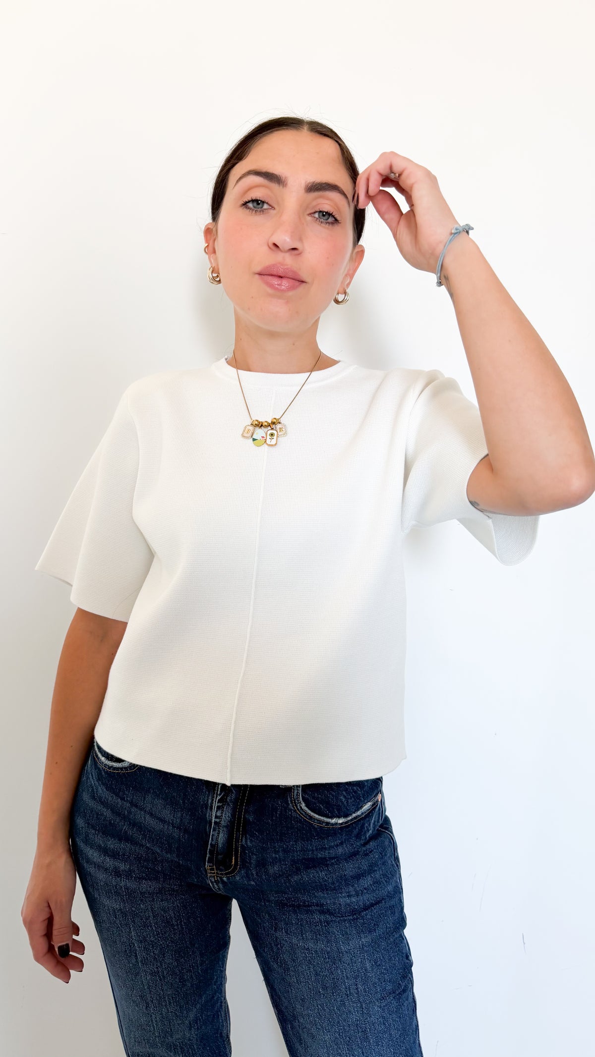 Maglia Bianca Mezza Manica Con Spalline
