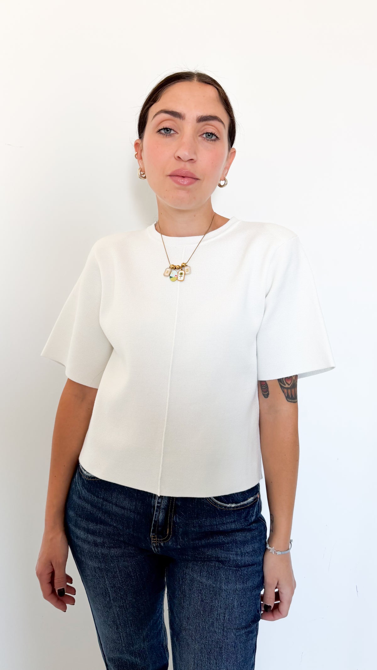 Maglia Bianca Mezza Manica Con Spalline