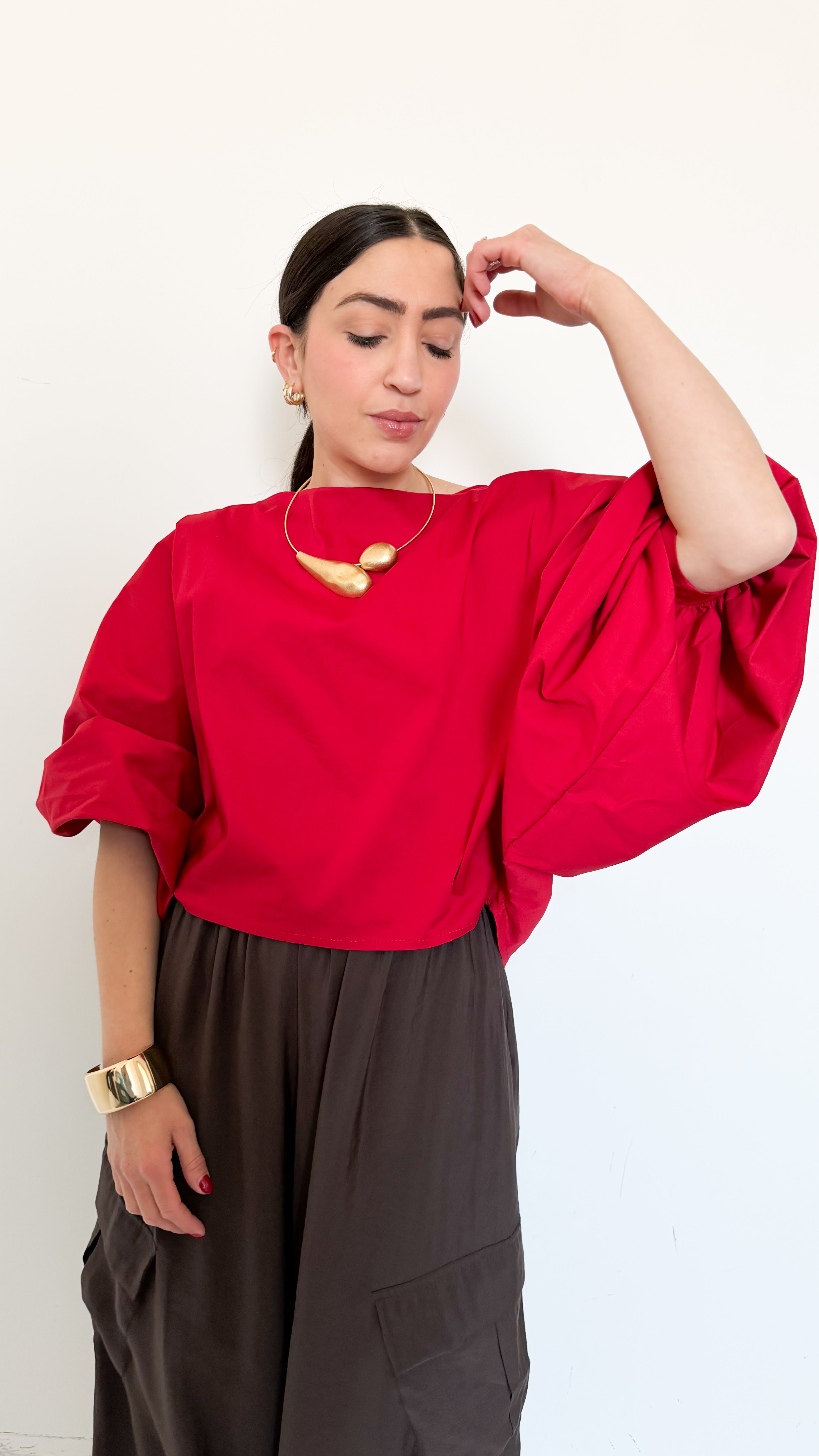 Blusa Manica A Sbuffo Rossa