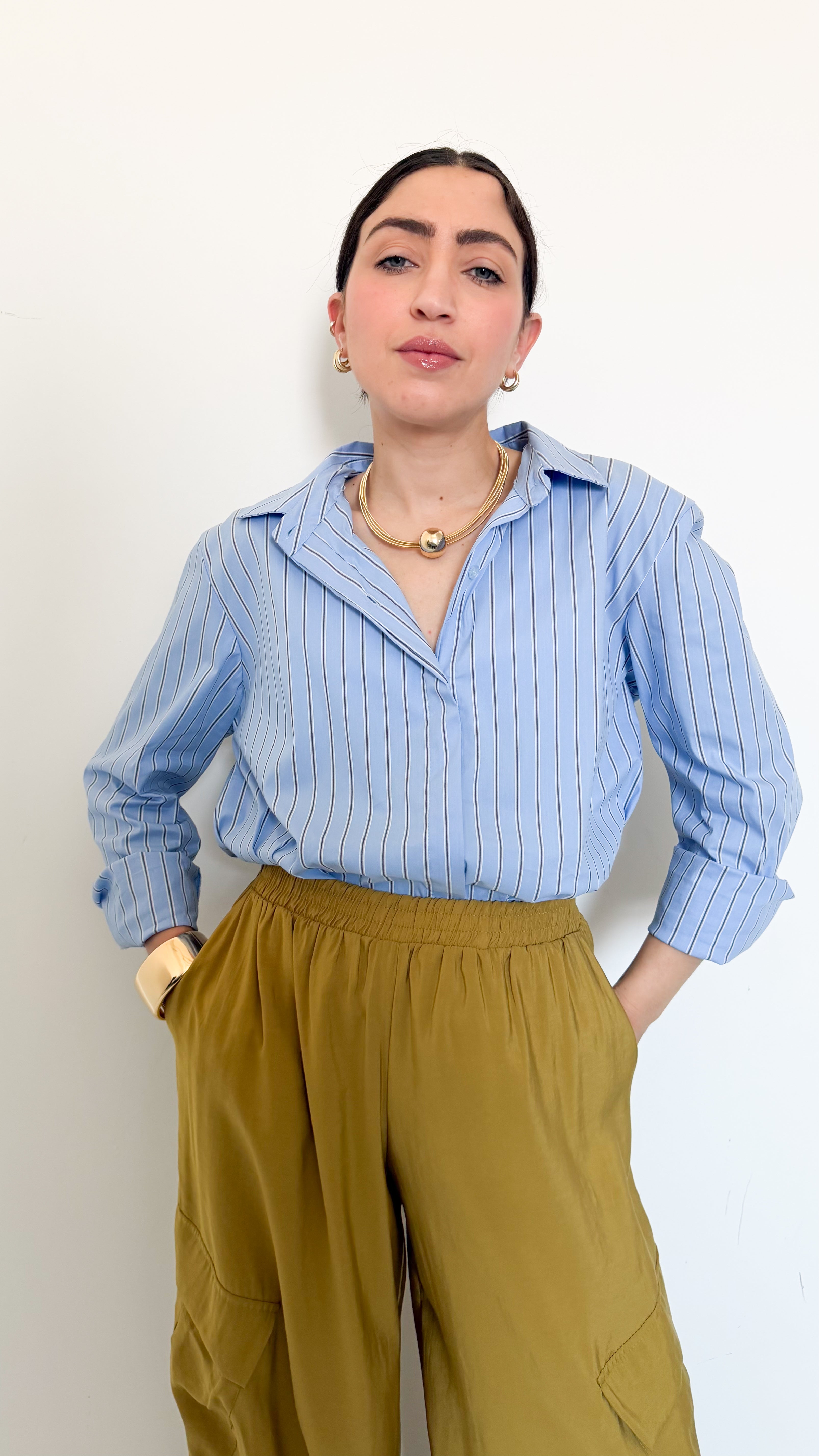 Camicia Celeste A Righe