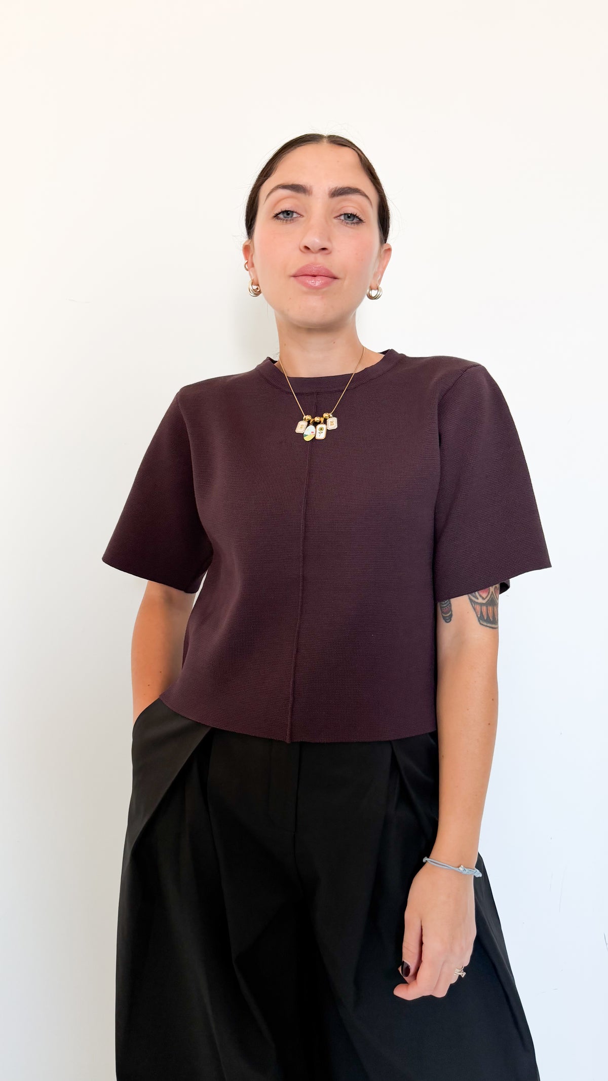 Maglia Borgogna Mezza Manica Con Spalline