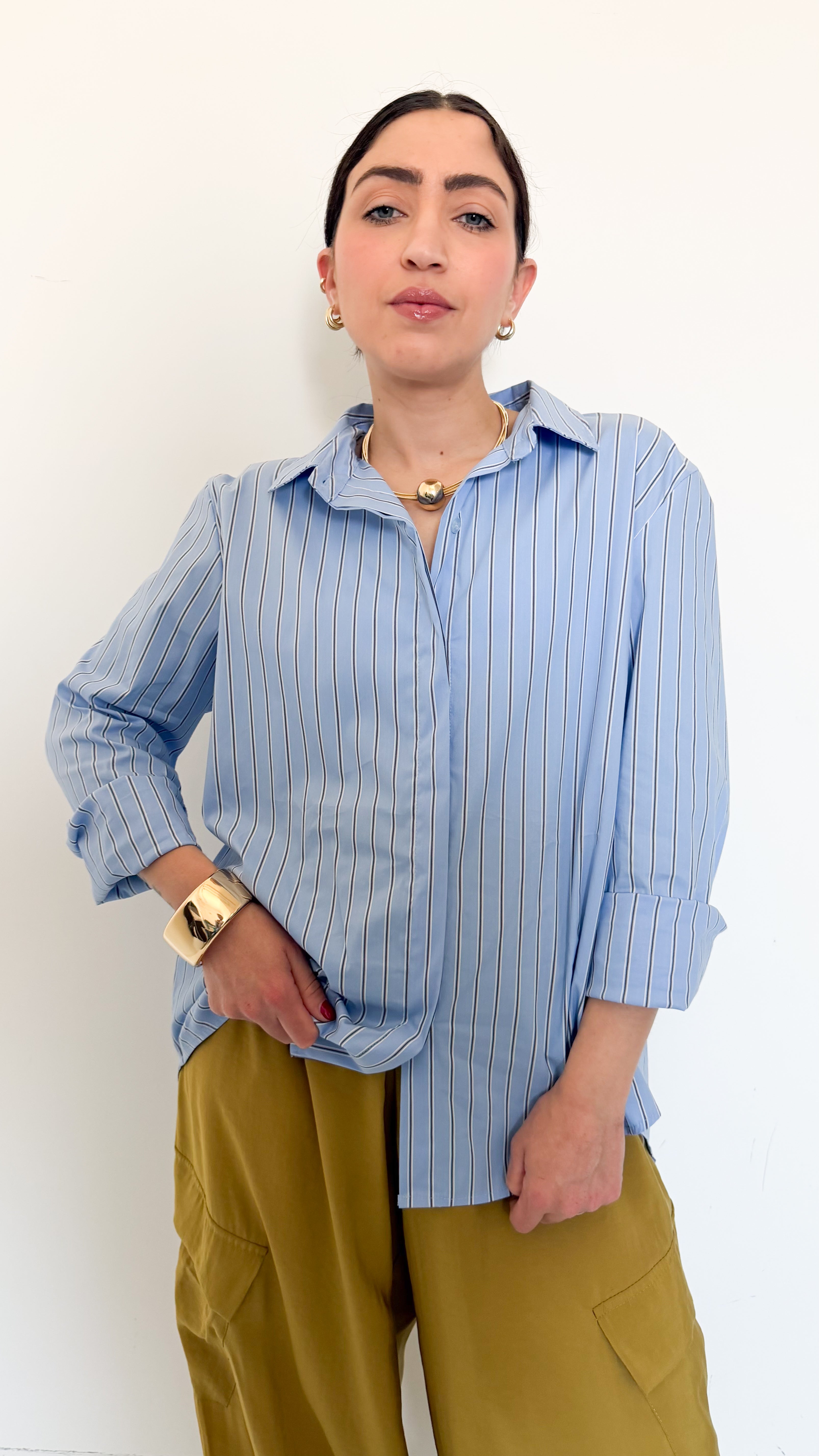 Camicia Celeste A Righe