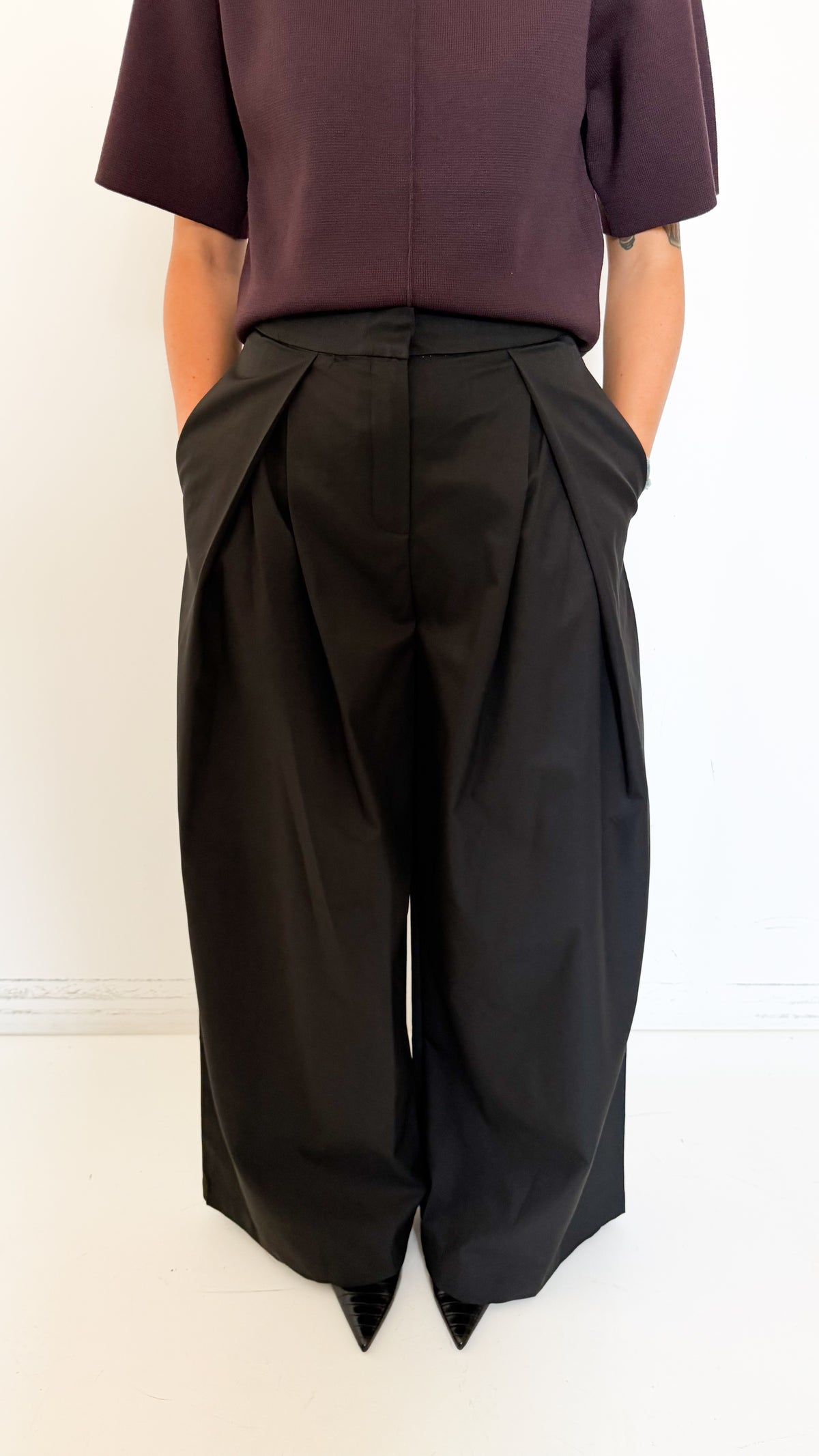 Pantaloni Neri Con Pinces