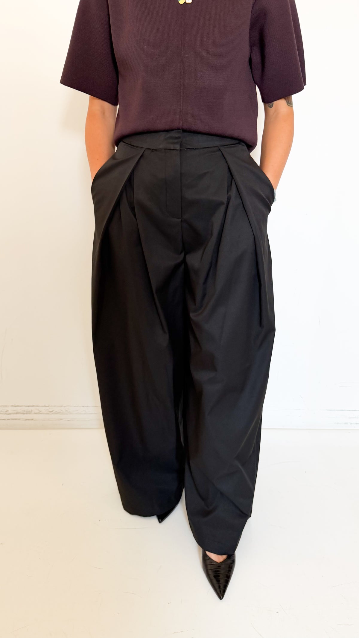 Pantaloni Neri Con Pinces