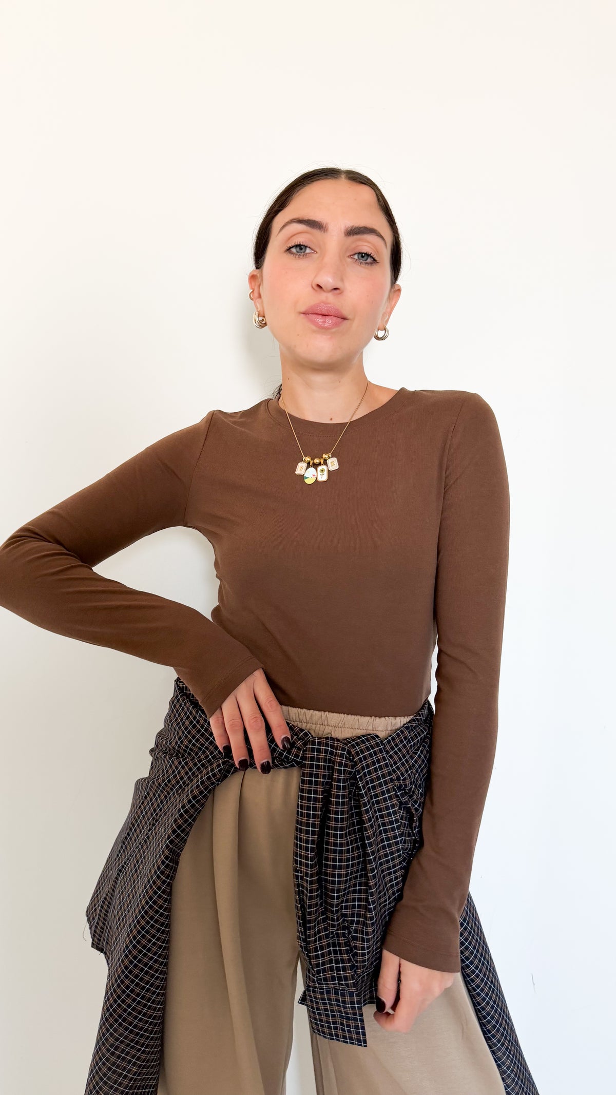 Maglietta Manica Lunga Marrone