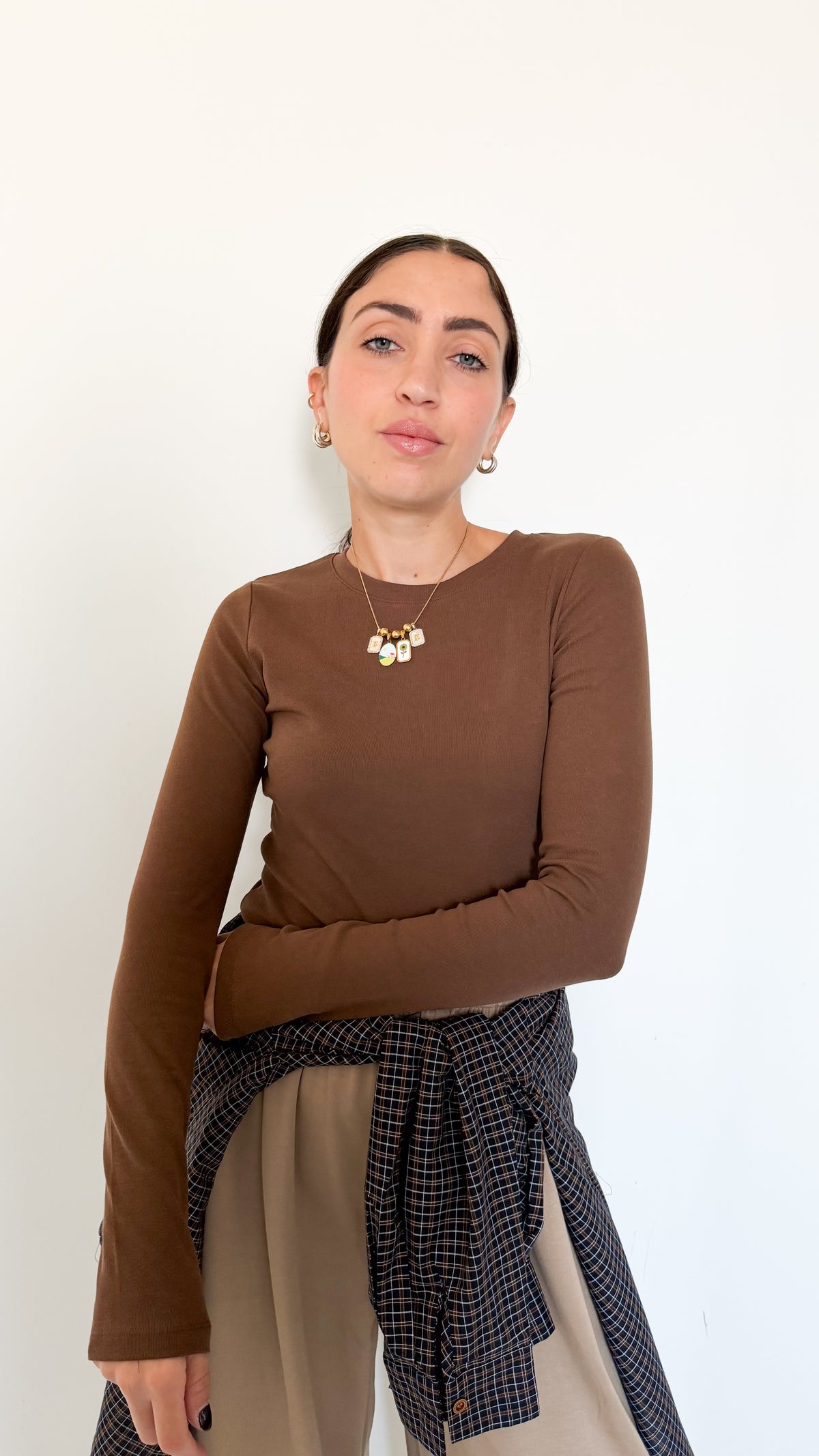Maglietta Manica Lunga Marrone