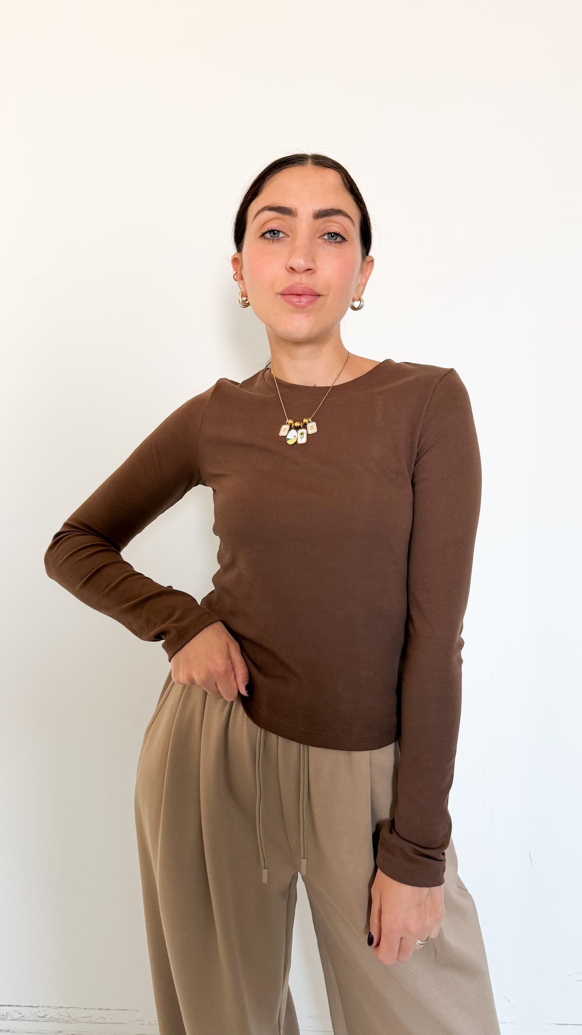 Maglietta Manica Lunga Marrone