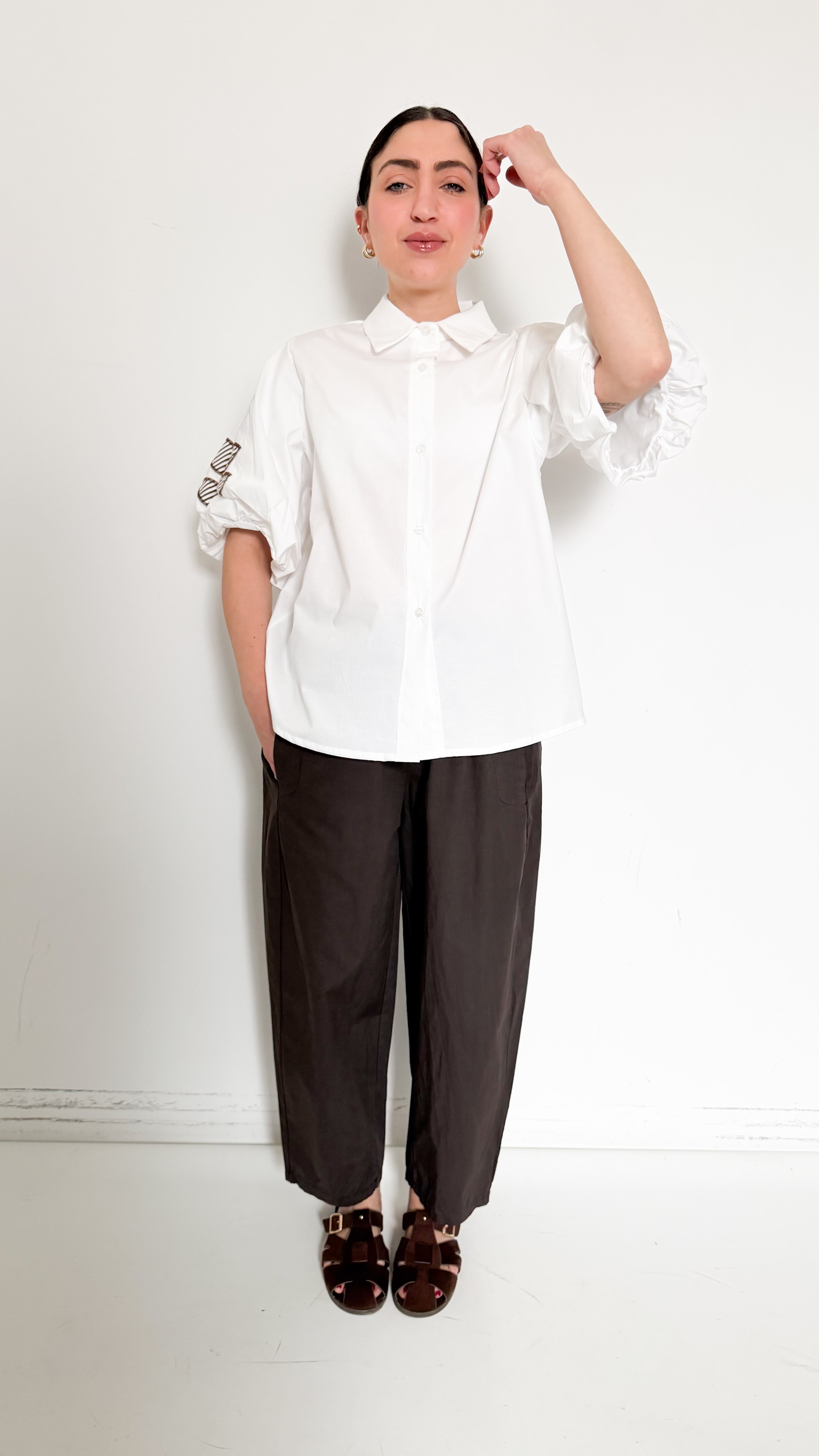 Pantaloni Marroni In Cotone