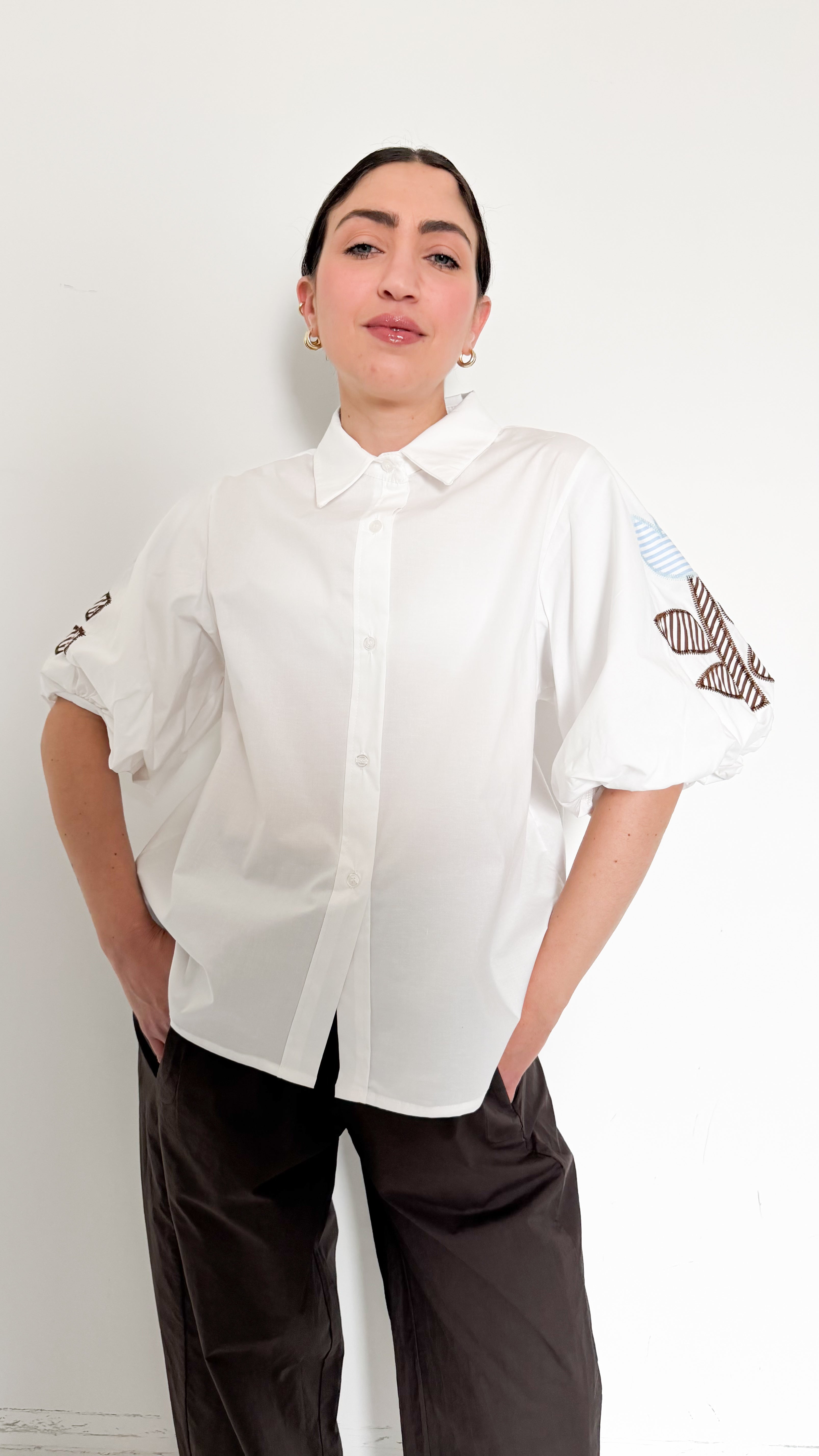 Camicia Mezza Manica Con Dettaglio