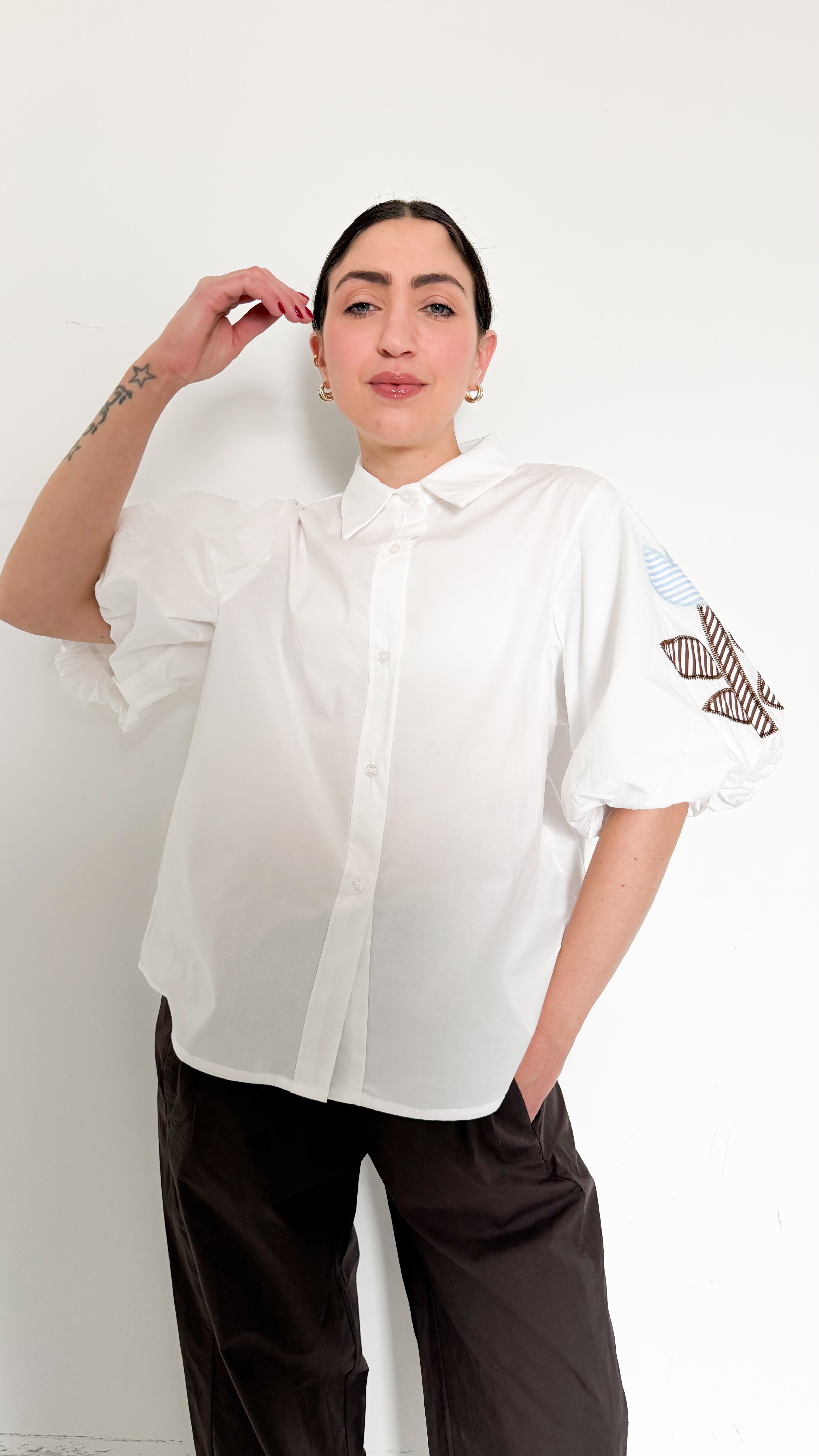Camicia Mezza Manica Con Dettaglio