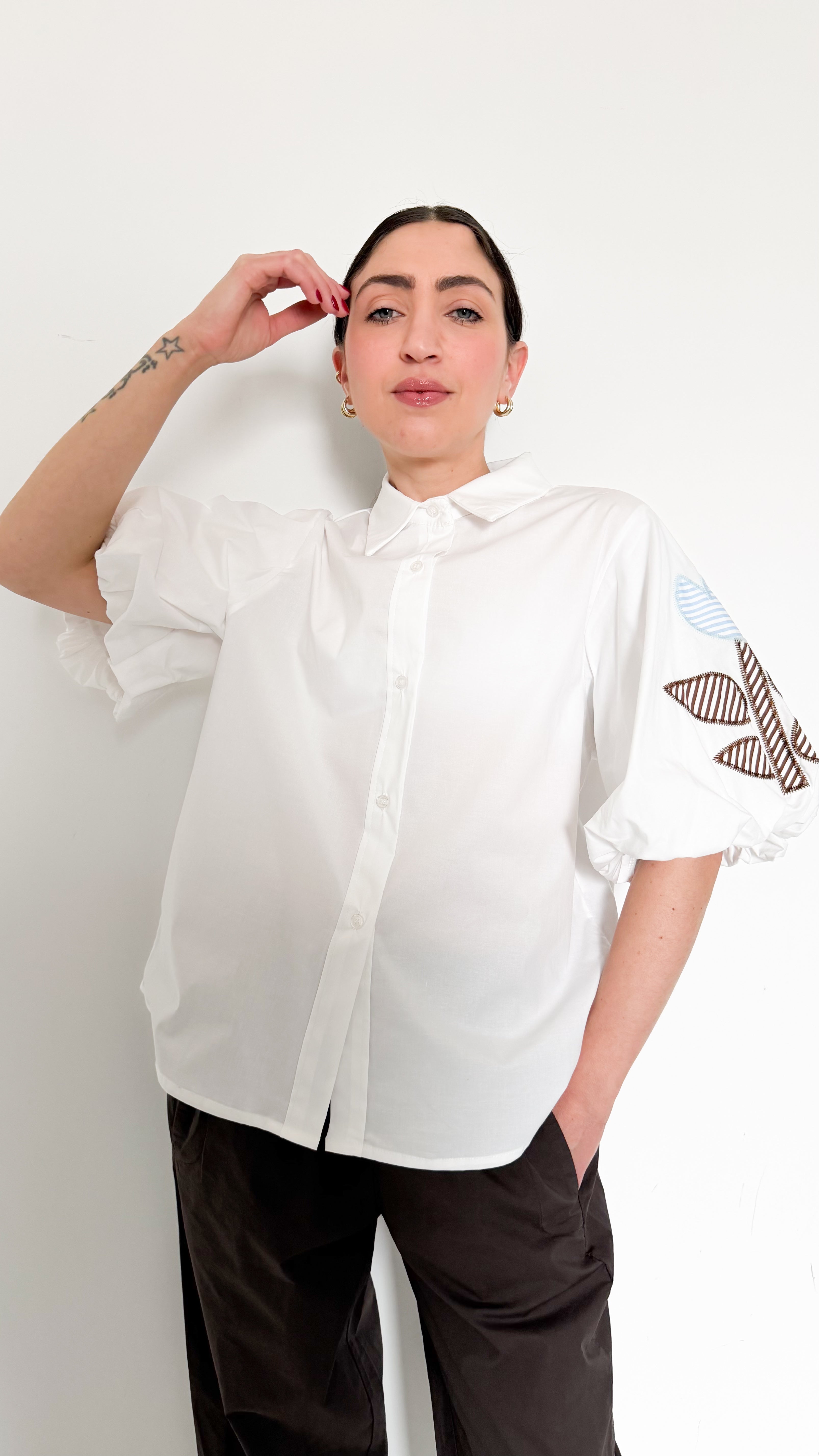 Camicia Mezza Manica Con Dettaglio