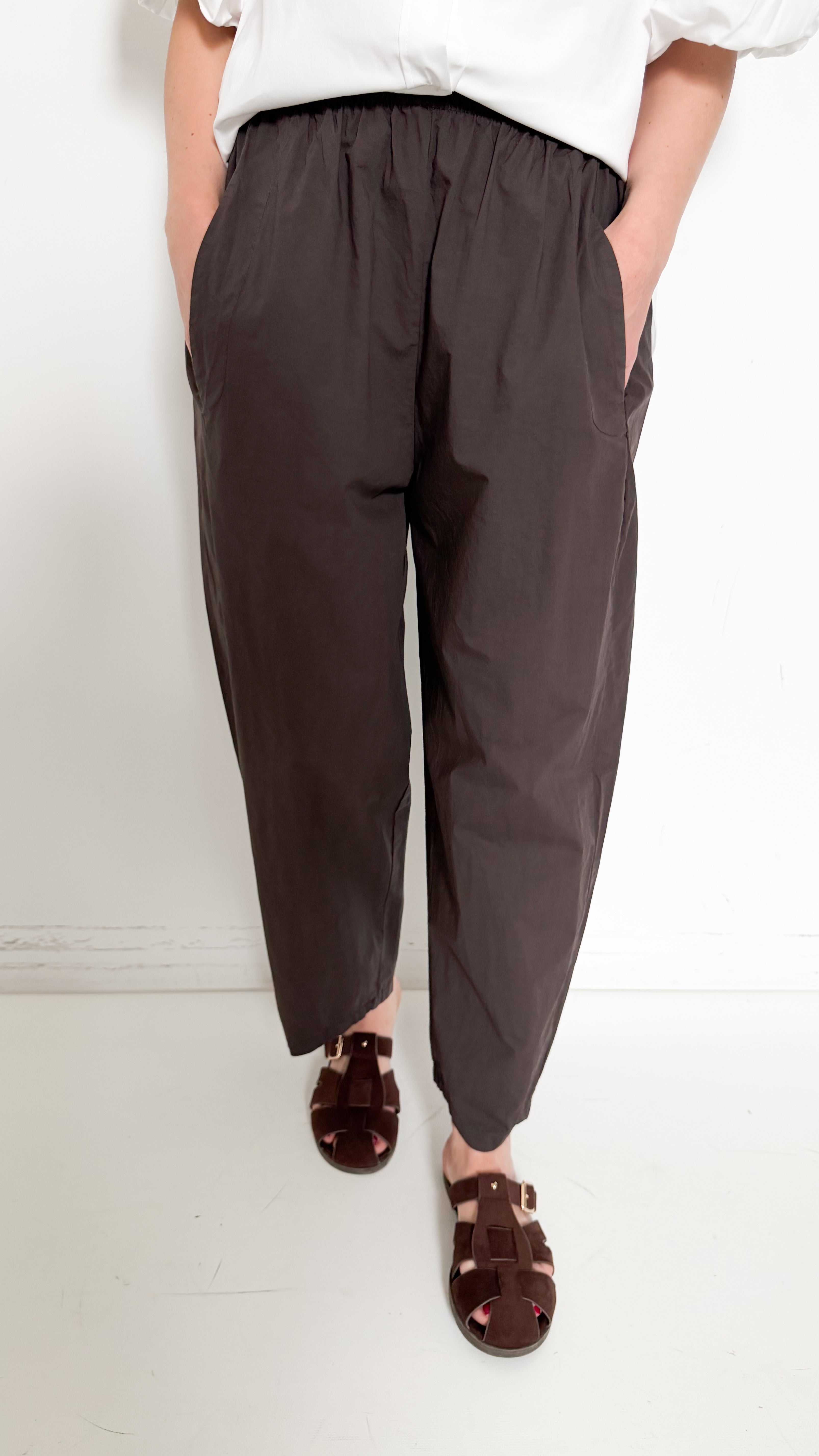 Pantaloni Marroni In Cotone