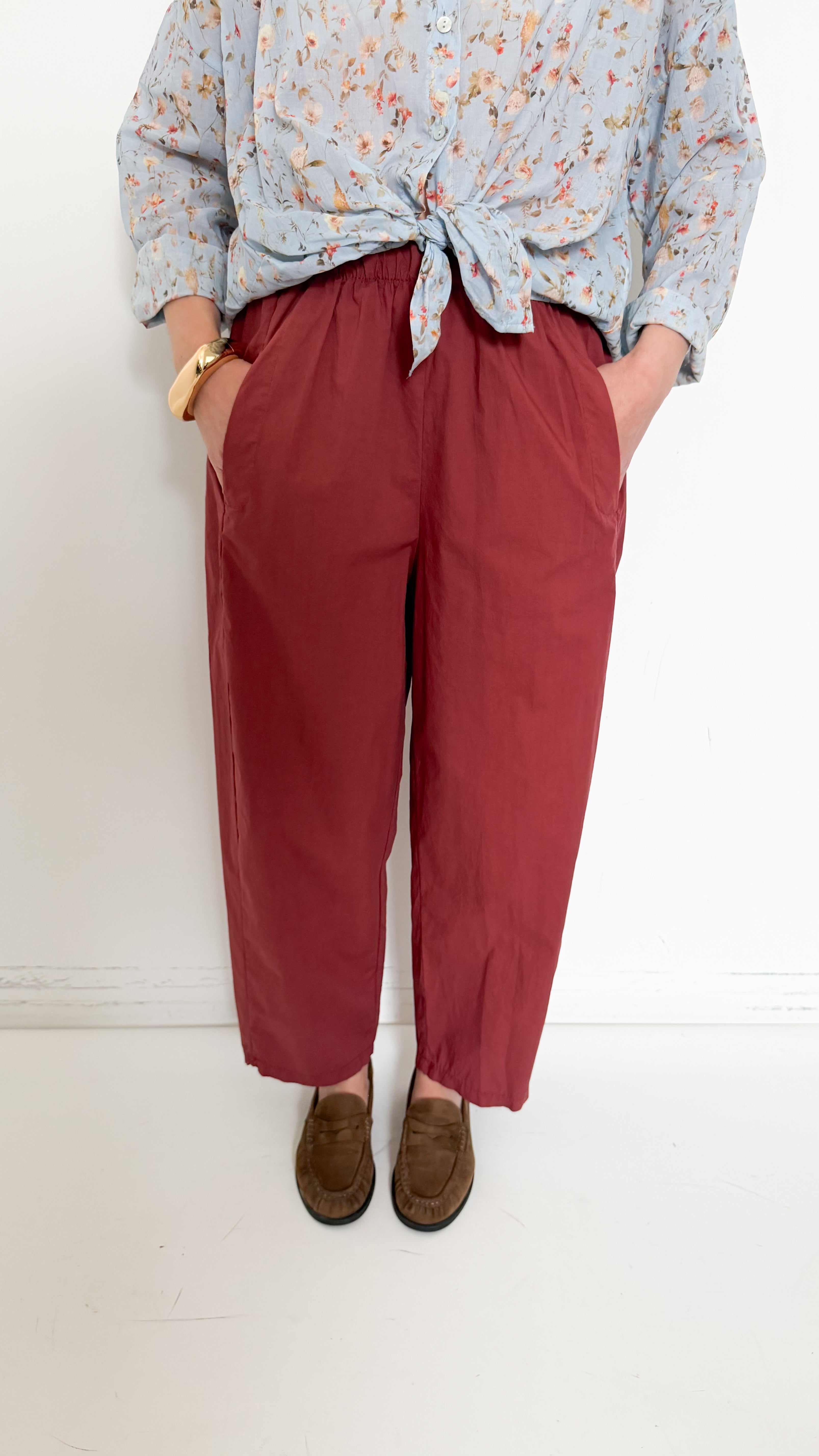 Pantaloni Mattone In Cotone