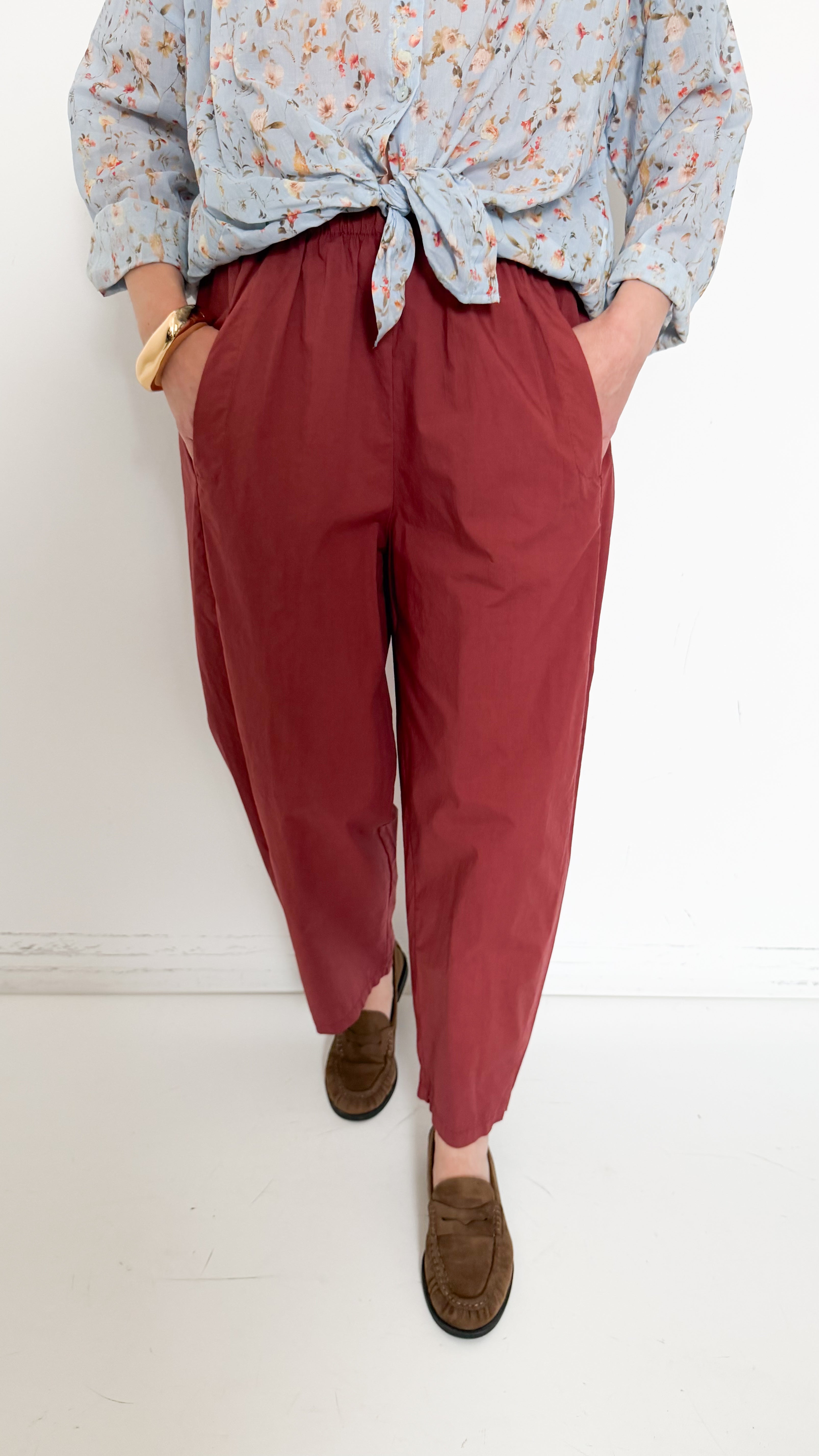 Pantaloni Mattone In Cotone