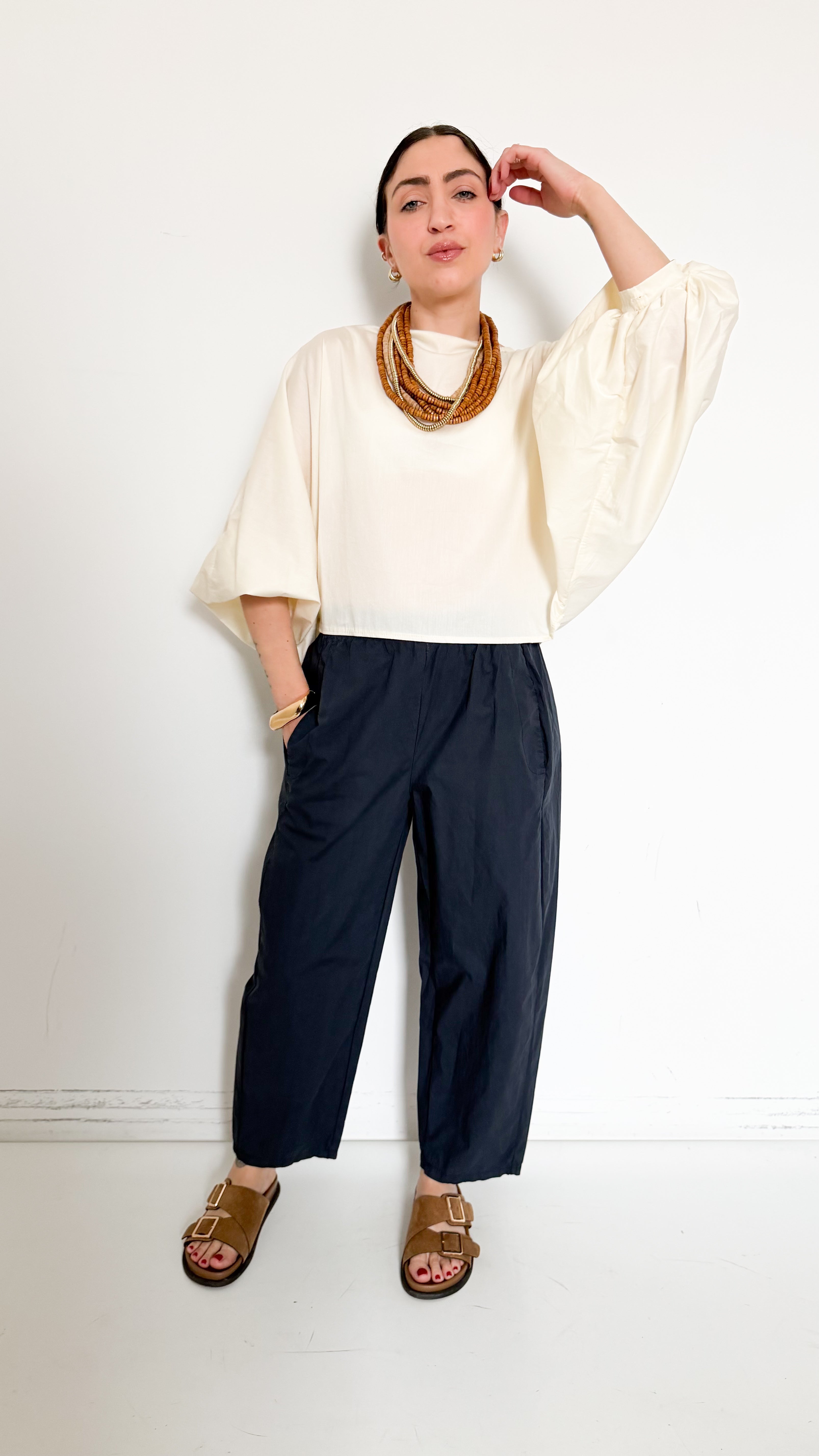 Pantaloni Blu In Cotone