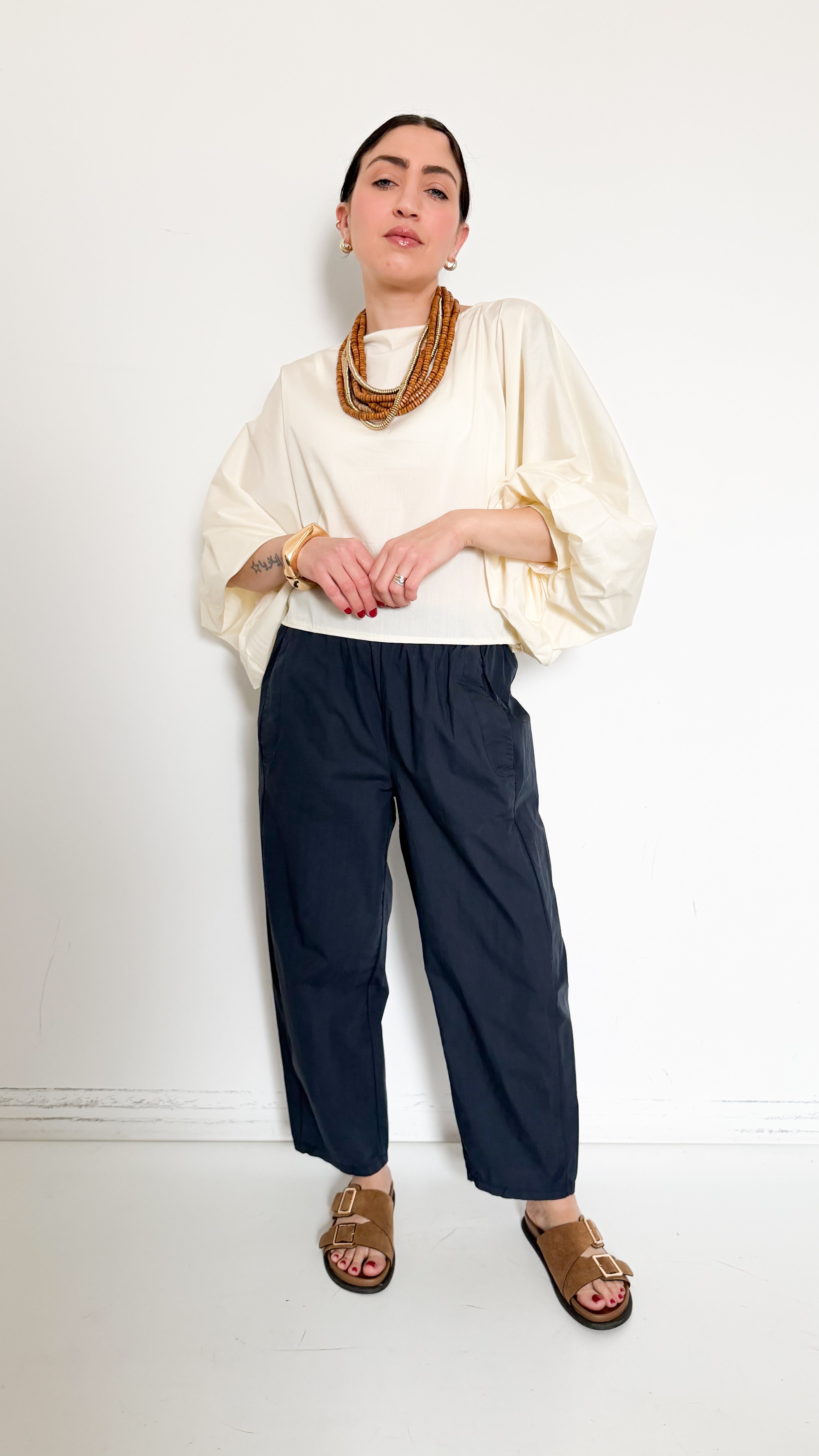 Pantaloni Blu In Cotone