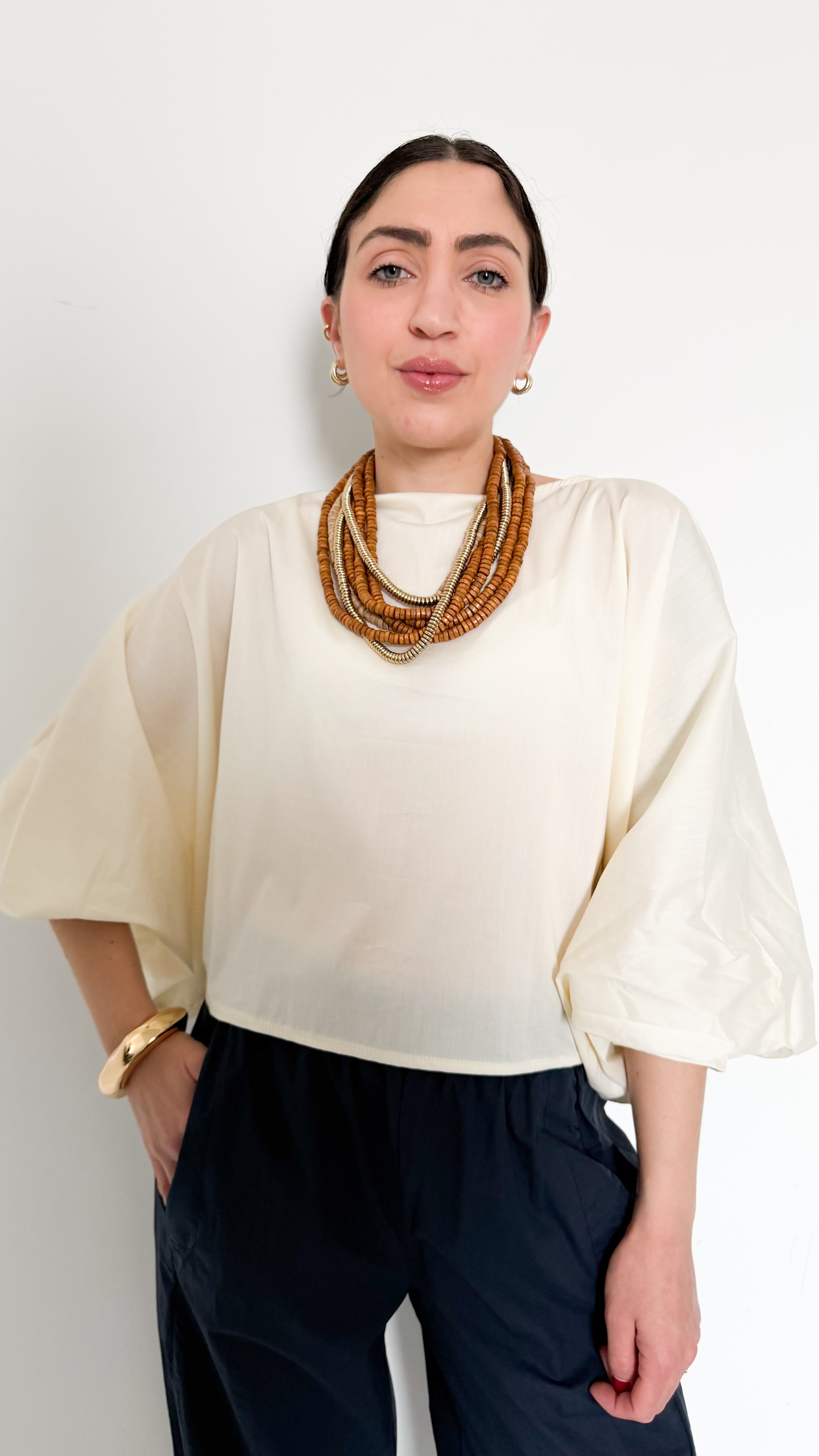 Blusa Manica A Sbuffo Panna