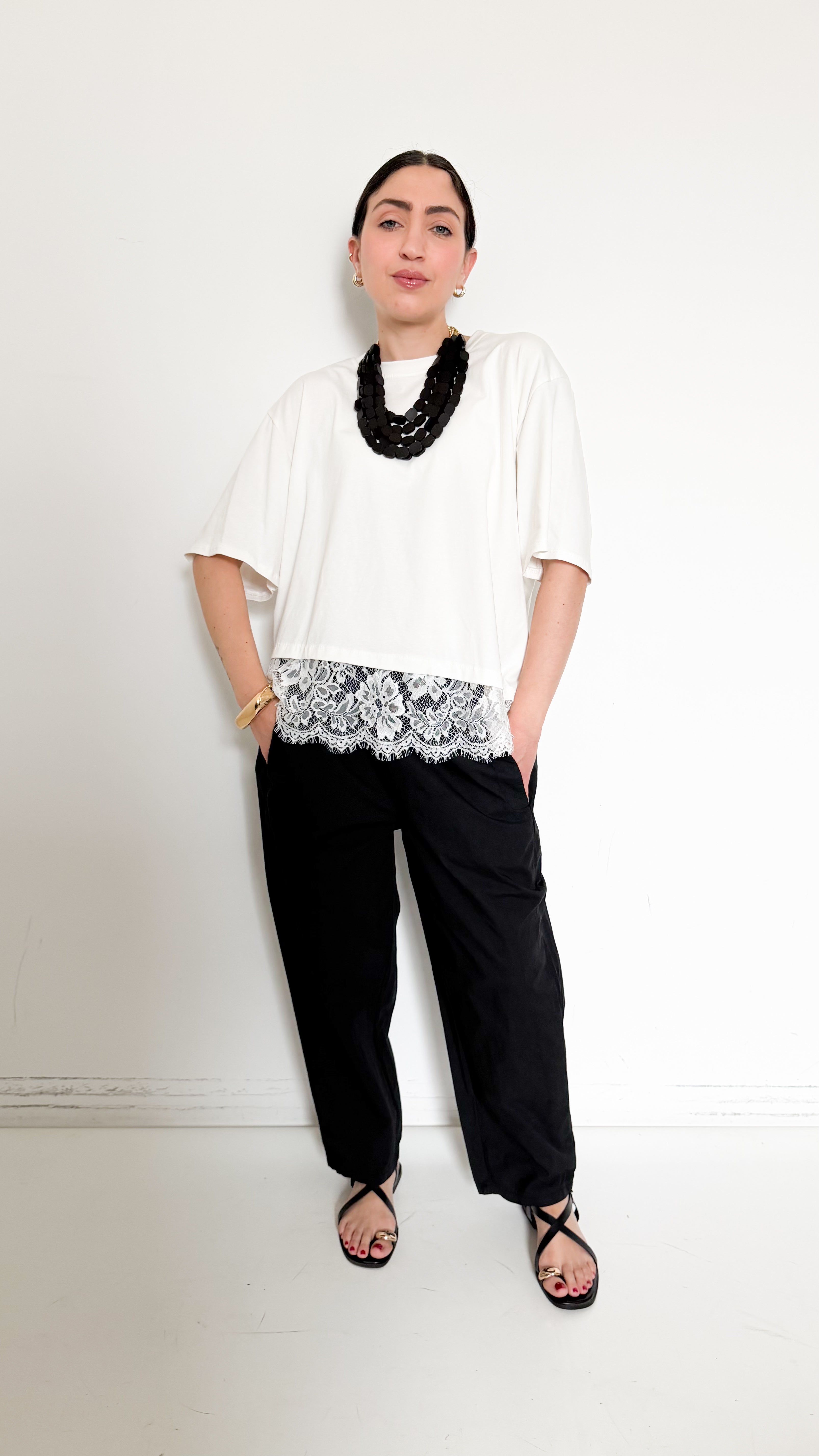 Pantaloni Neri In Cotone