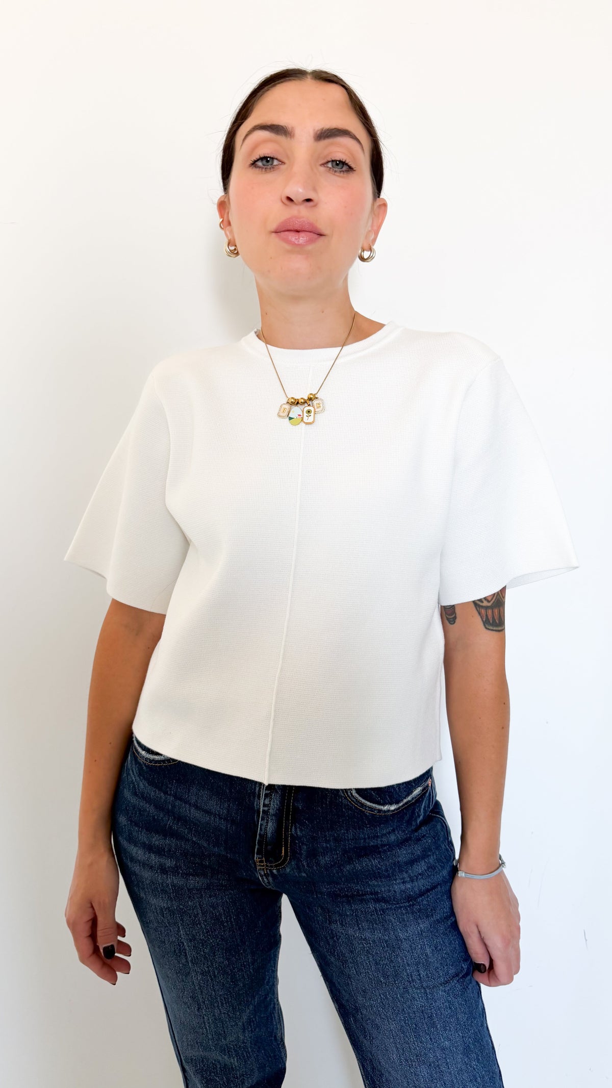Maglia Bianca Mezza Manica Con Spalline