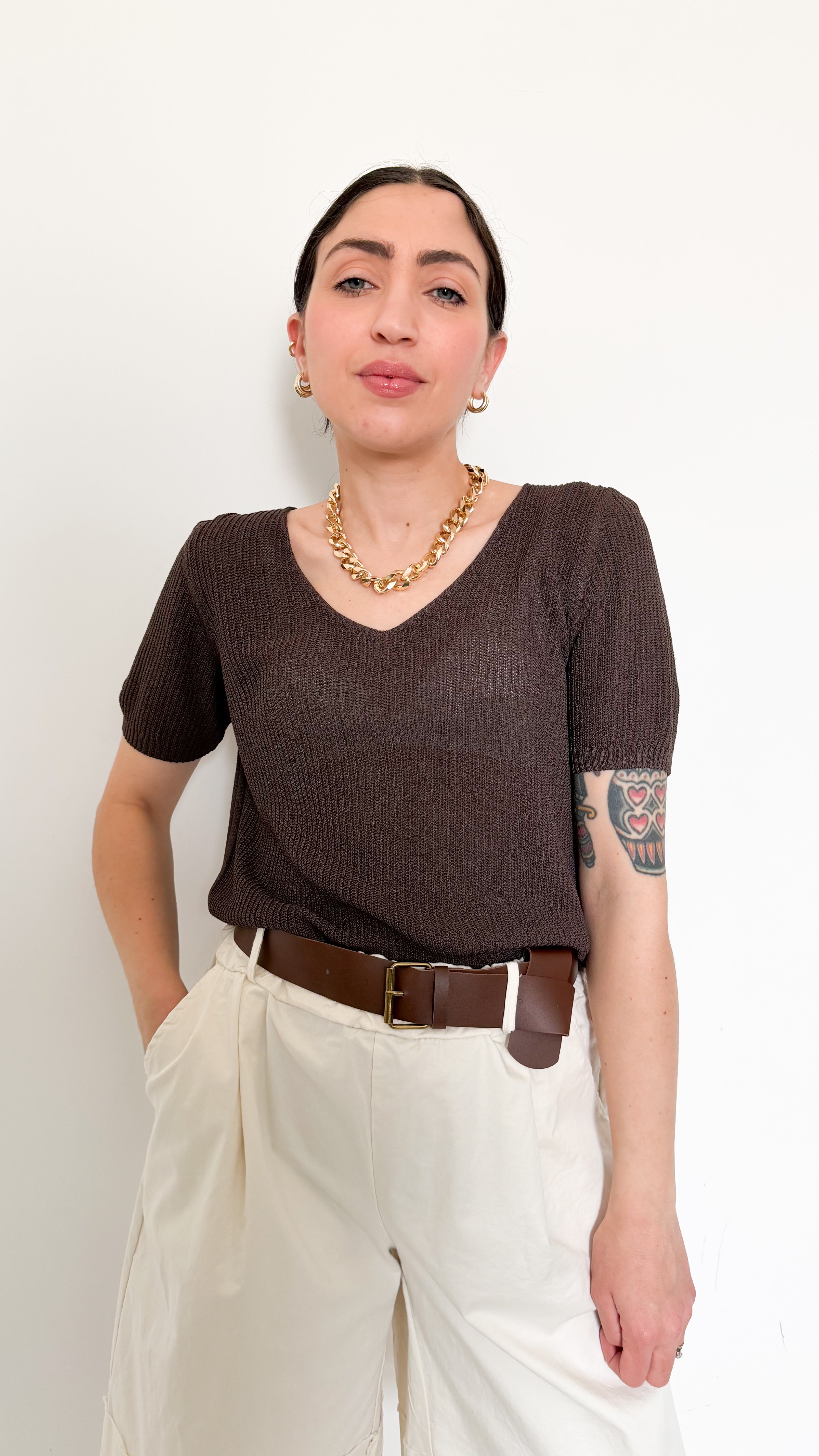 Maglia Marrone A Coste