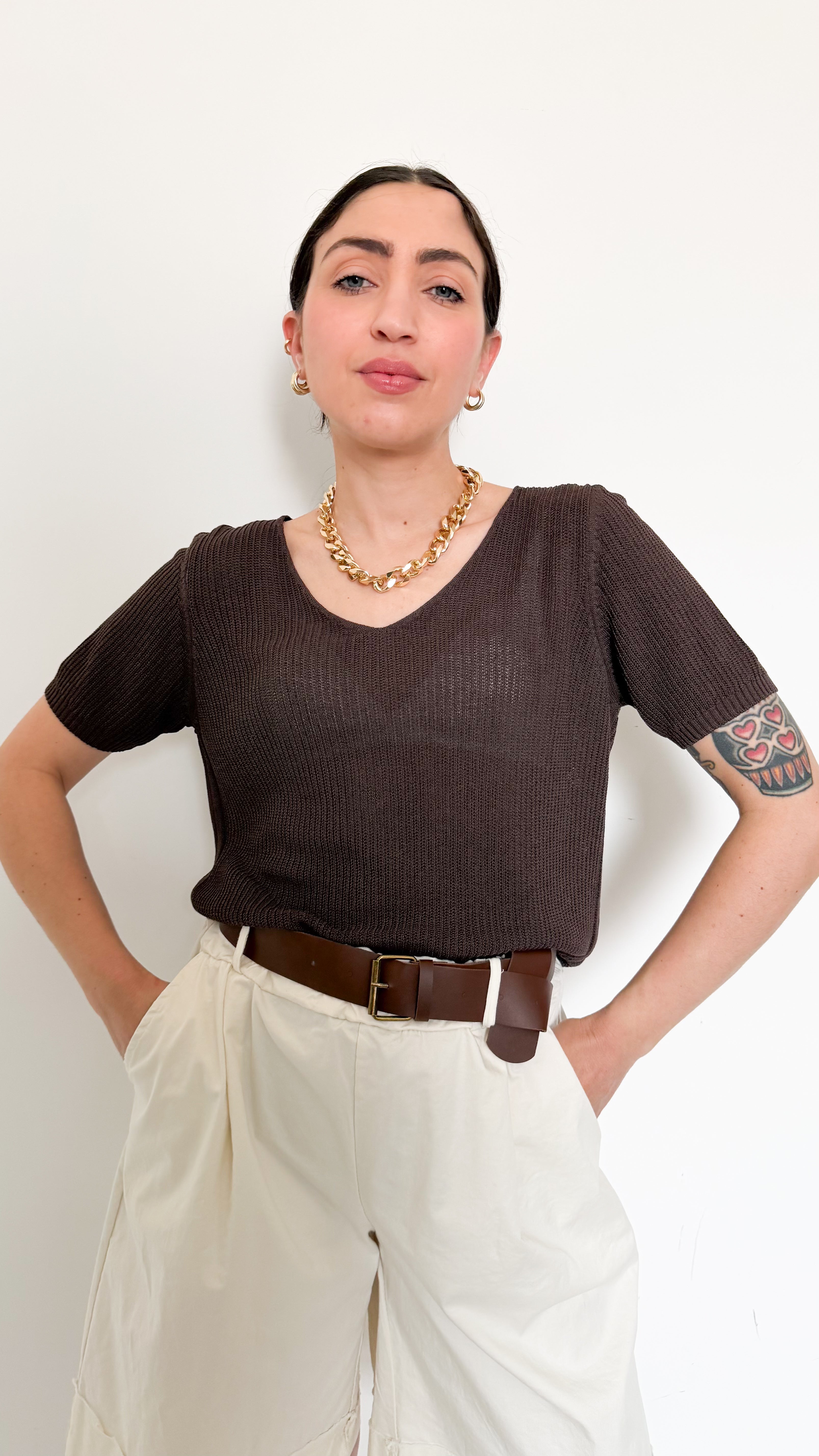 Maglia Marrone A Coste