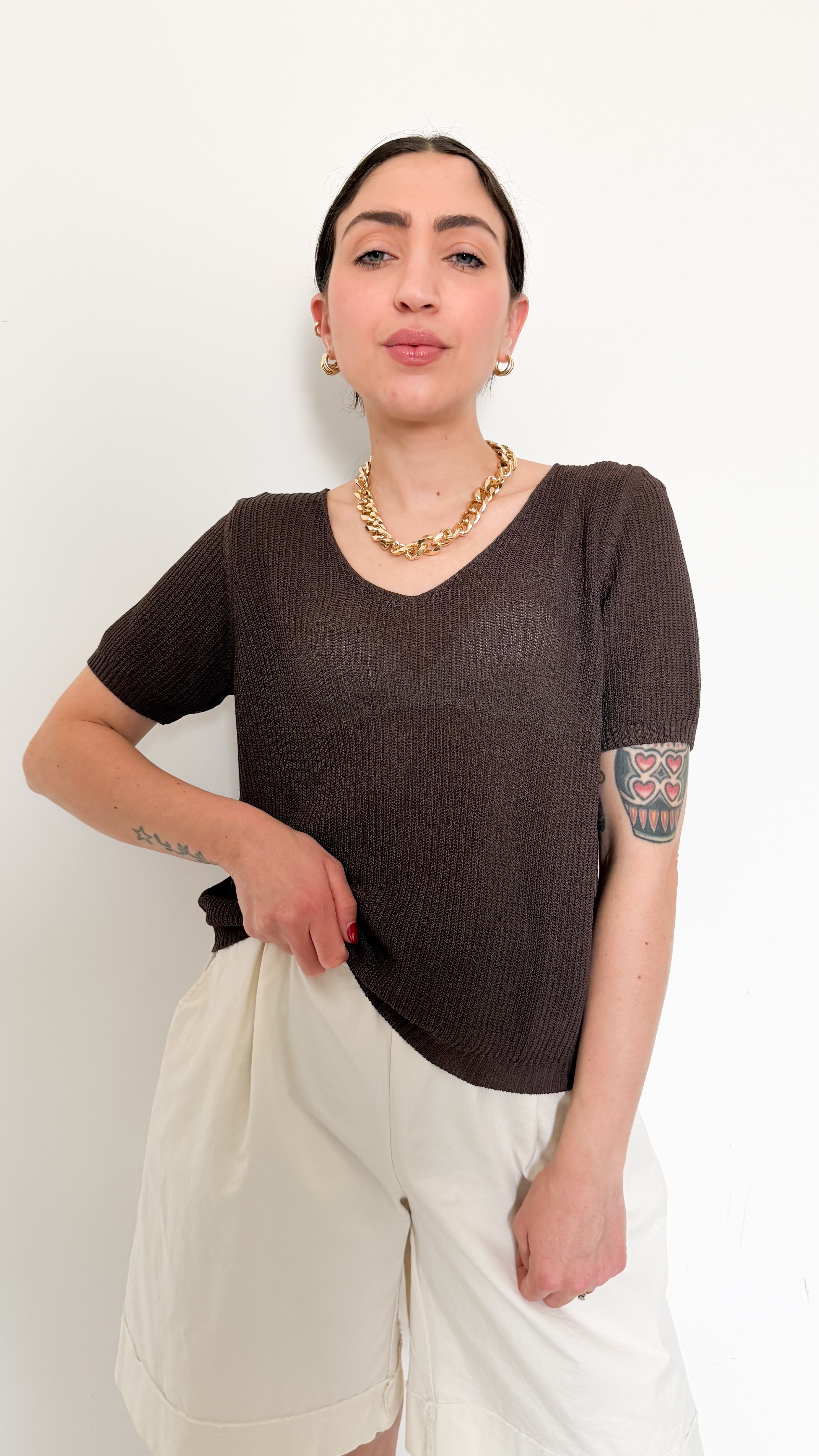 Maglia Marrone A Coste