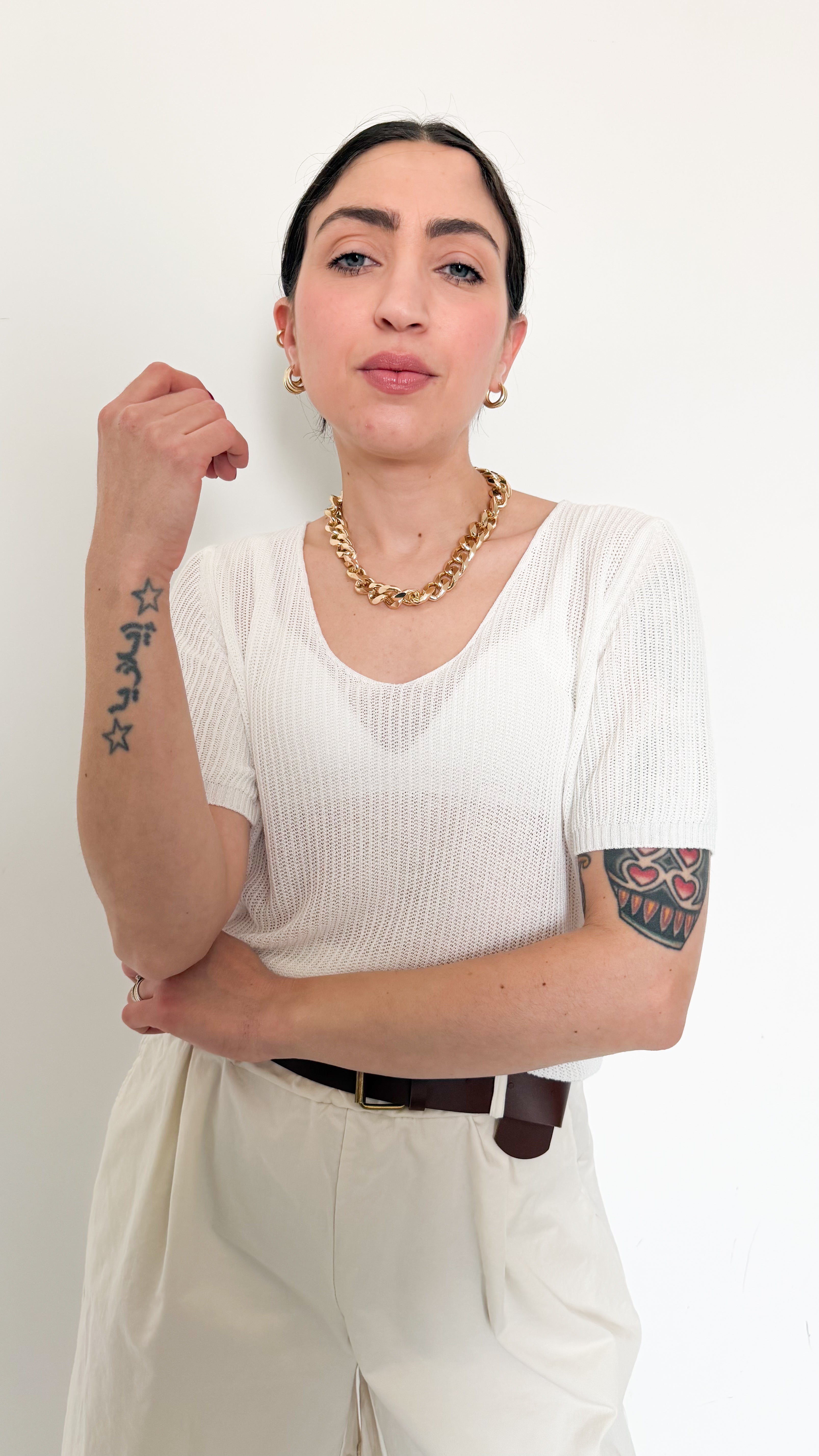 Maglia Bianca A Coste