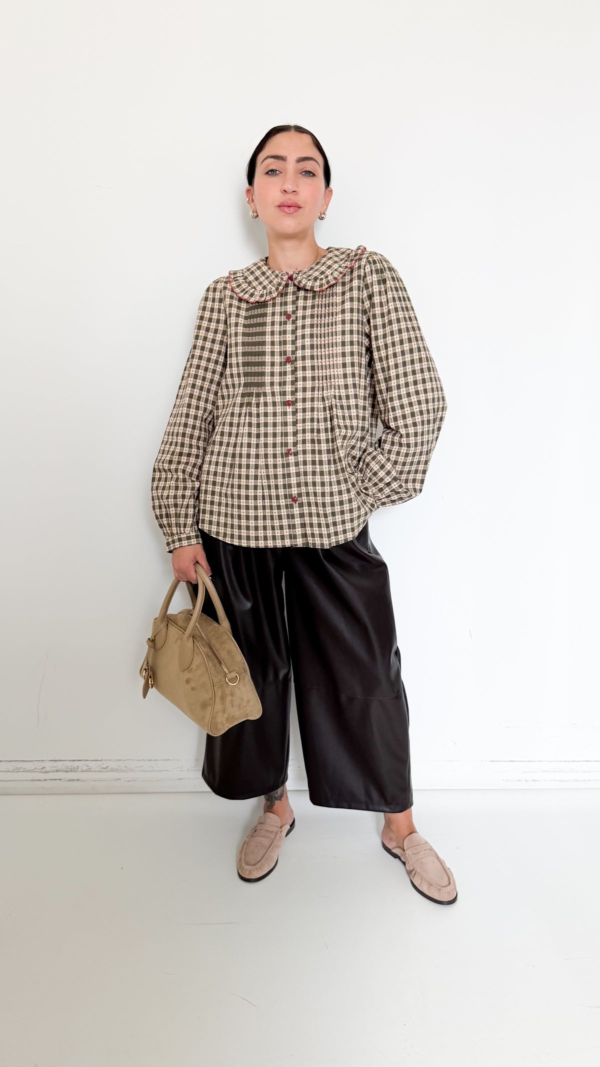 Pantaloni Marroni Culotte In Similpelle