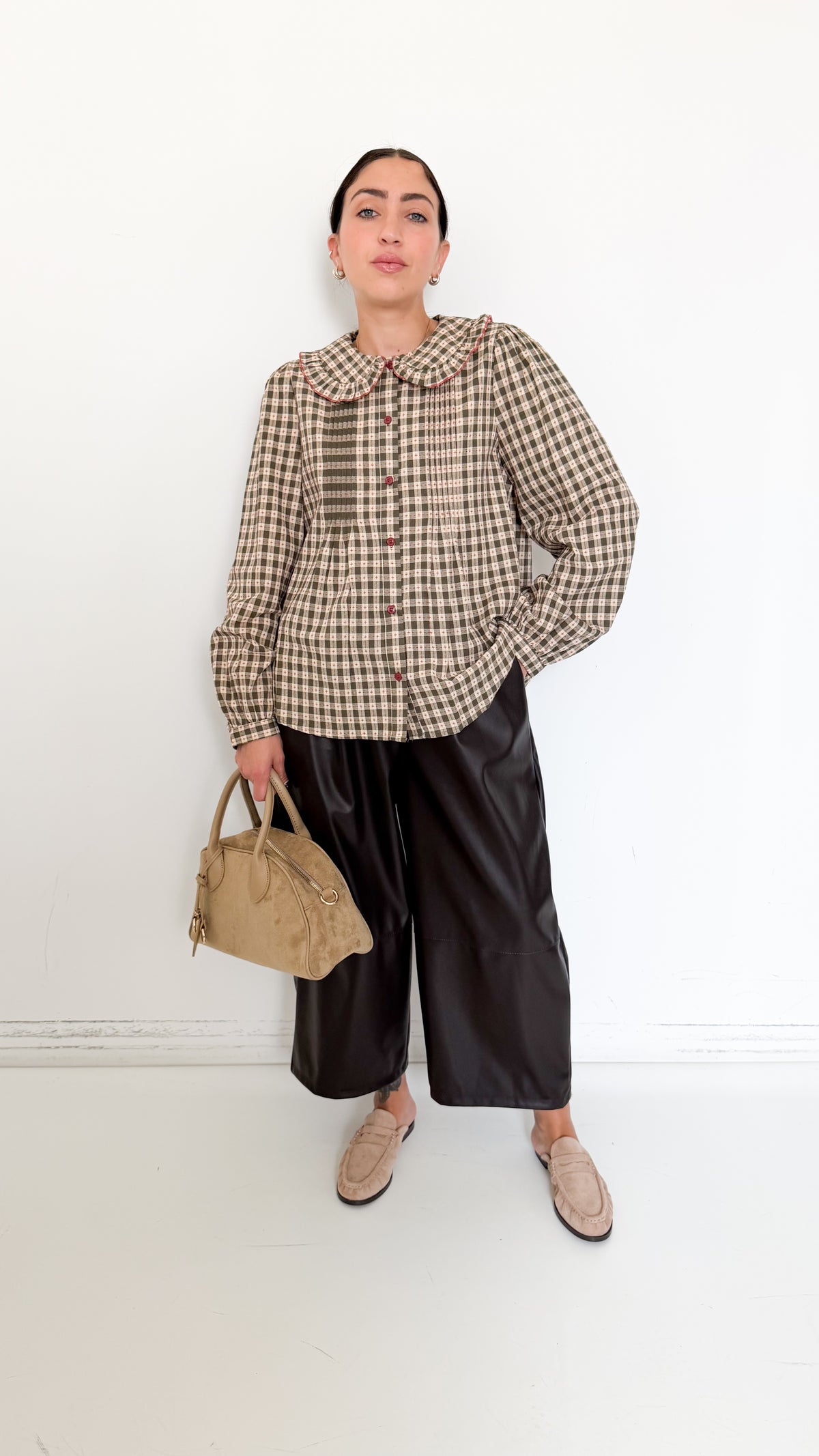 Pantaloni Marroni Culotte In Similpelle