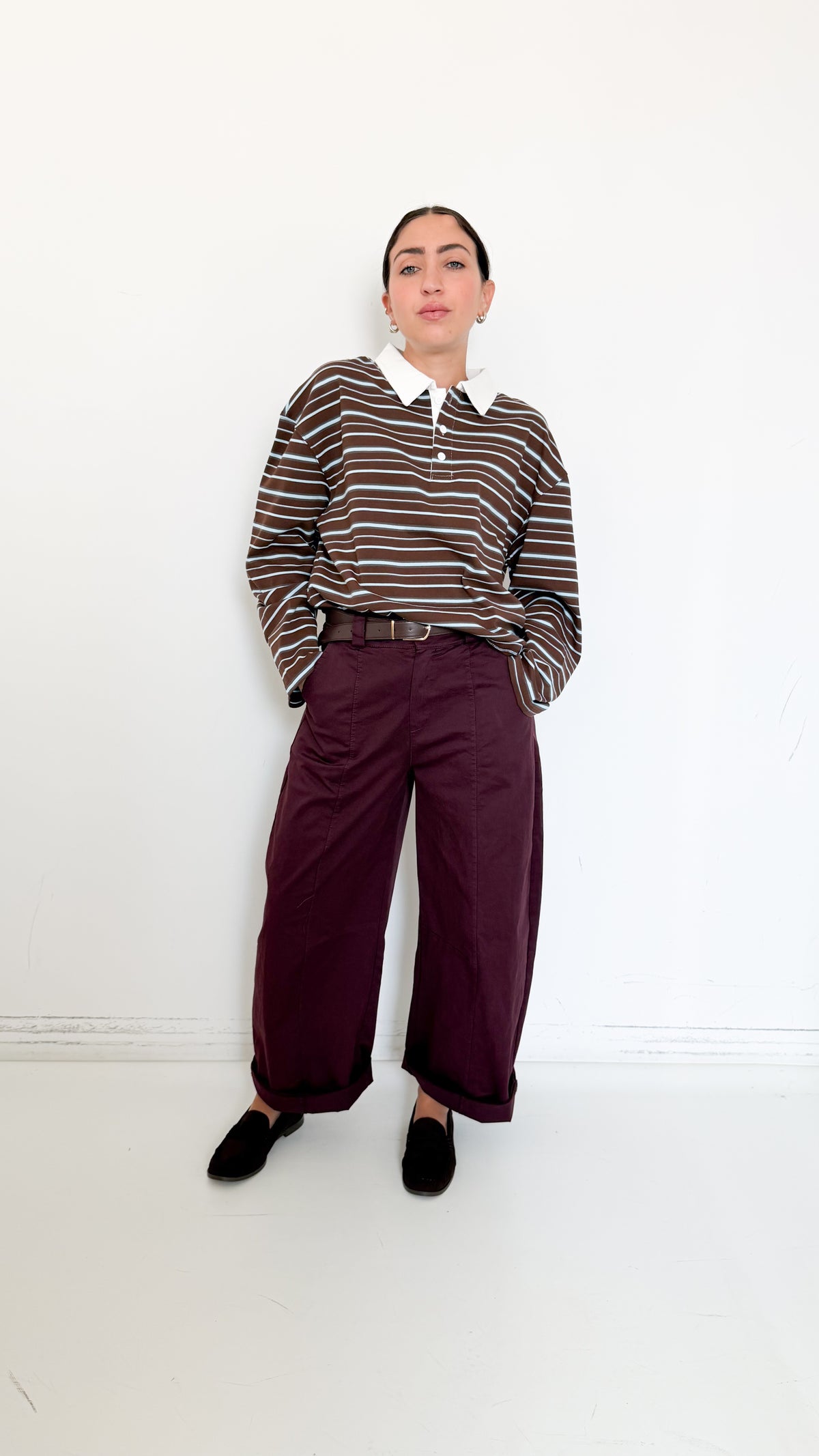 Pantaloni Balloon Borgogna Con Cintura