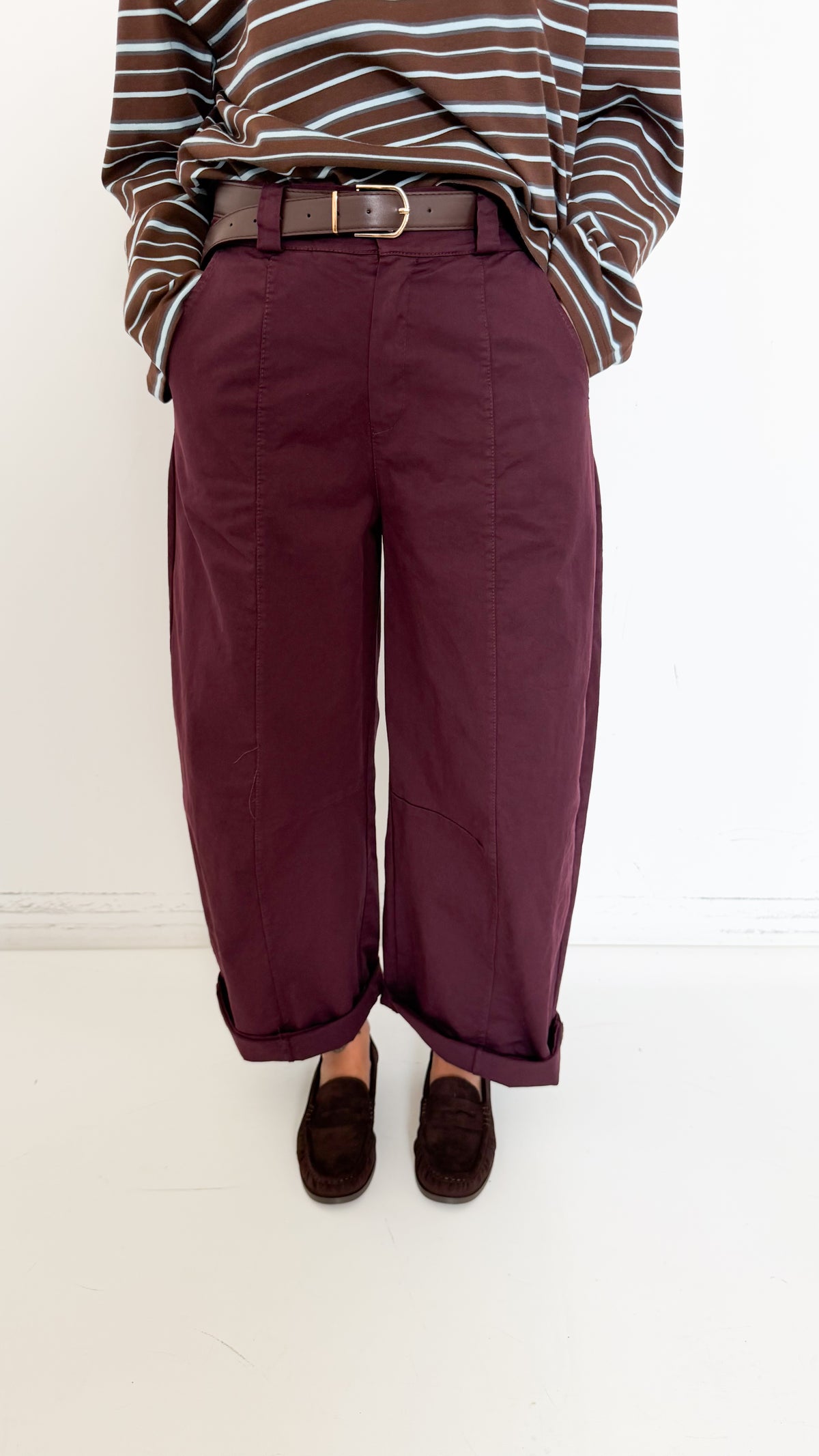 Pantaloni Balloon Borgogna Con Cintura