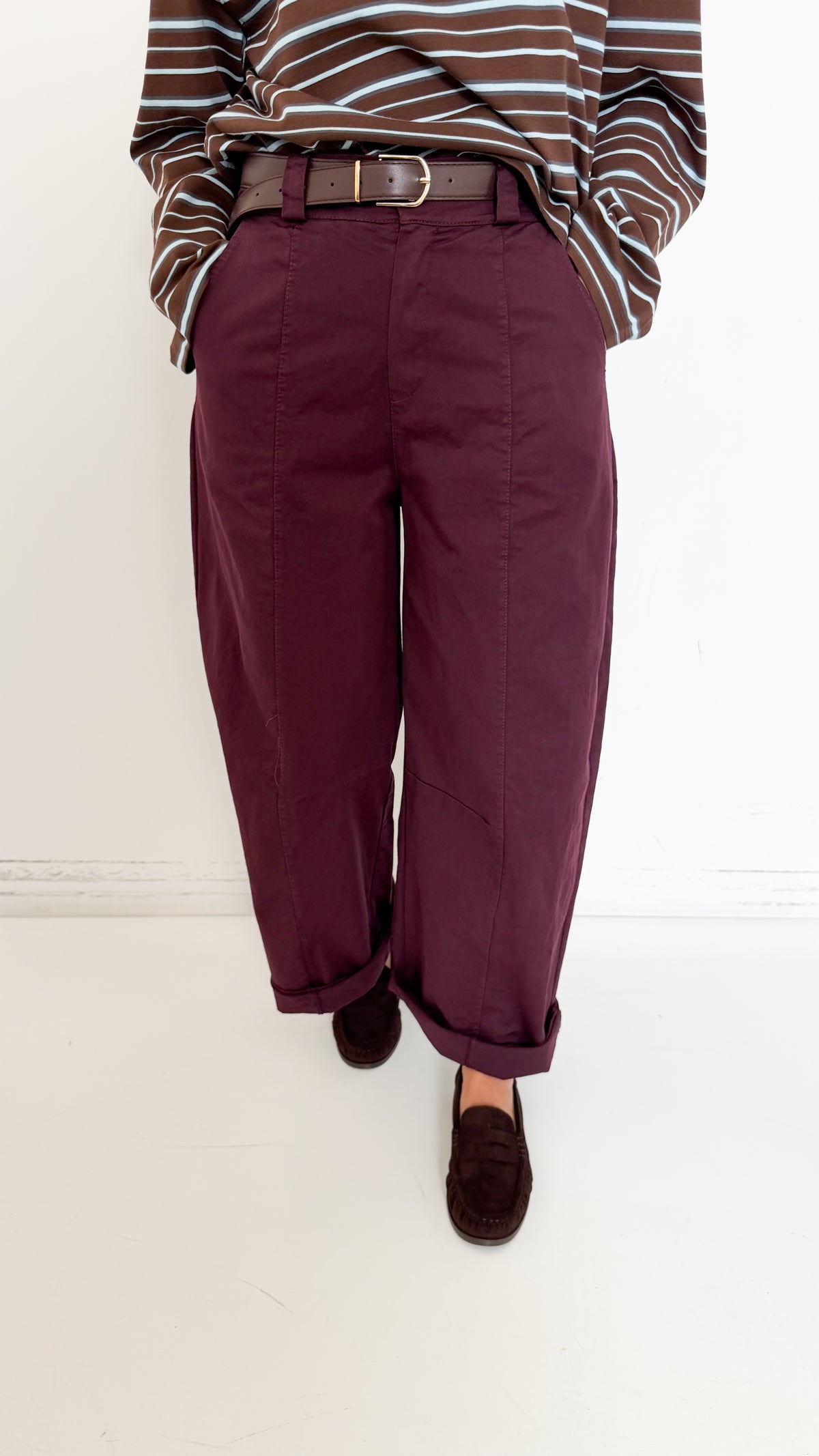 Pantaloni Balloon Borgogna Con Cintura