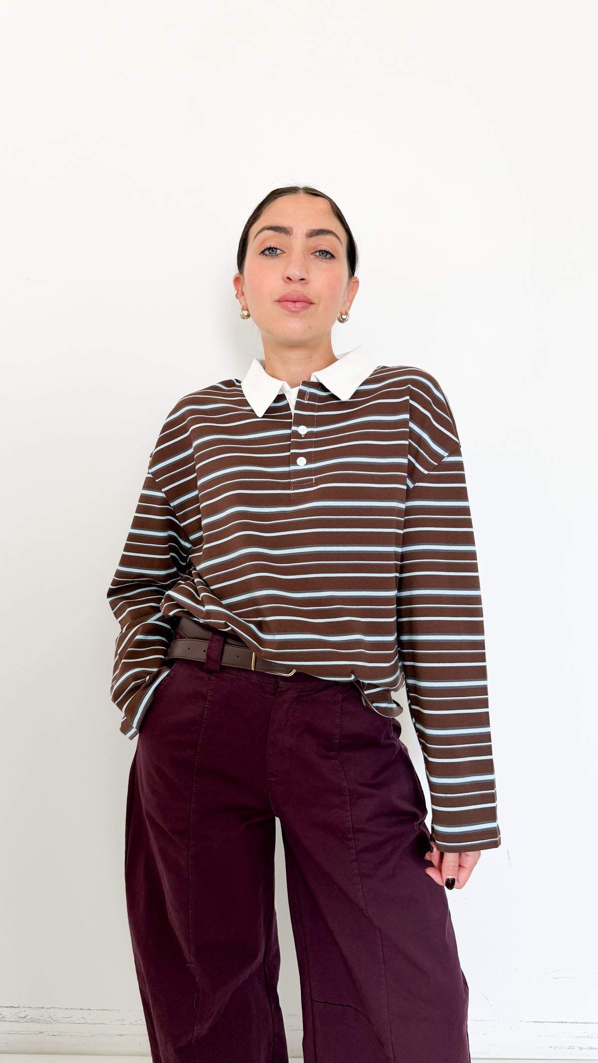 Polo Marrone A Righe