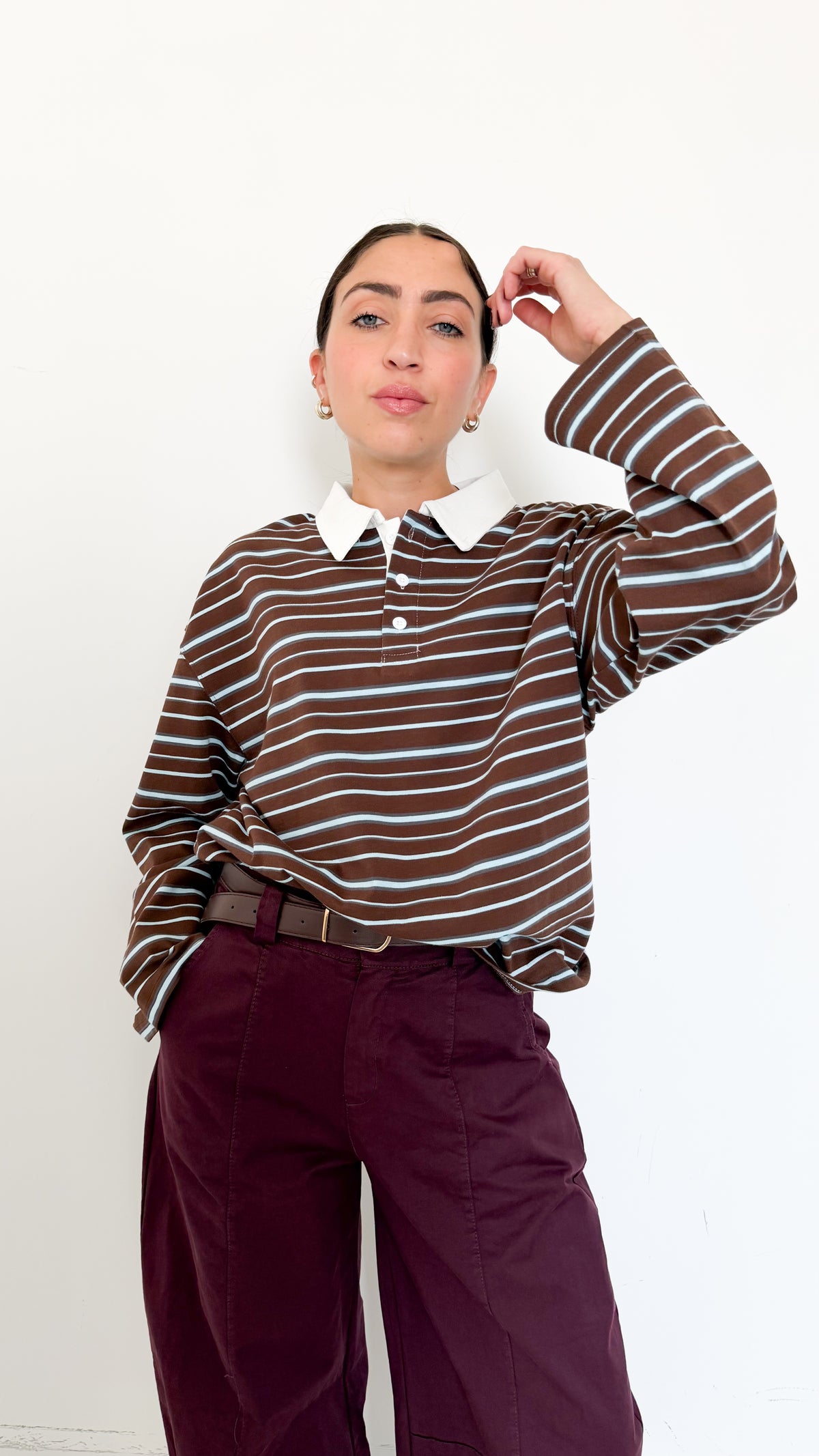Polo Marrone A Righe