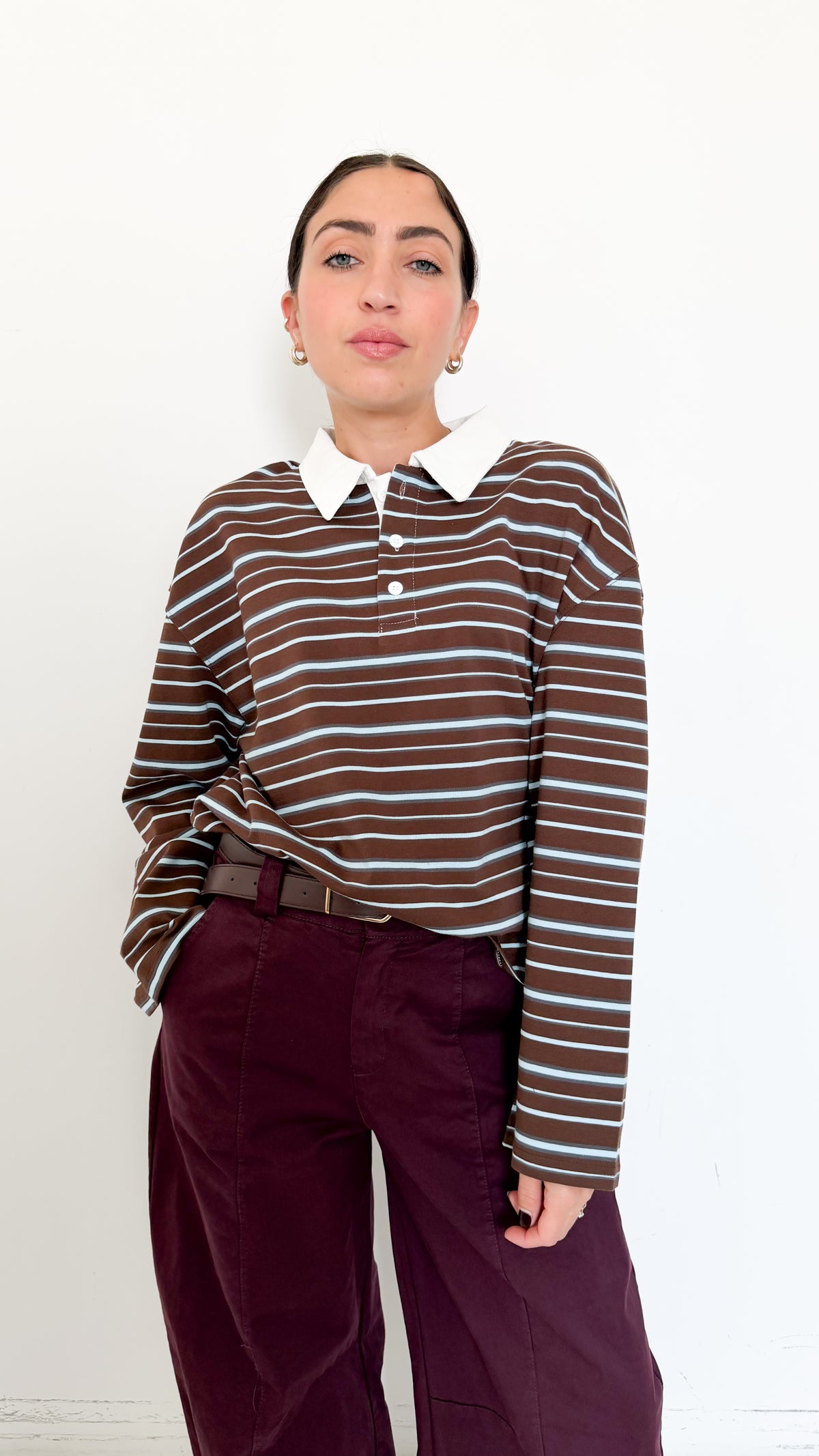 Polo Marrone A Righe