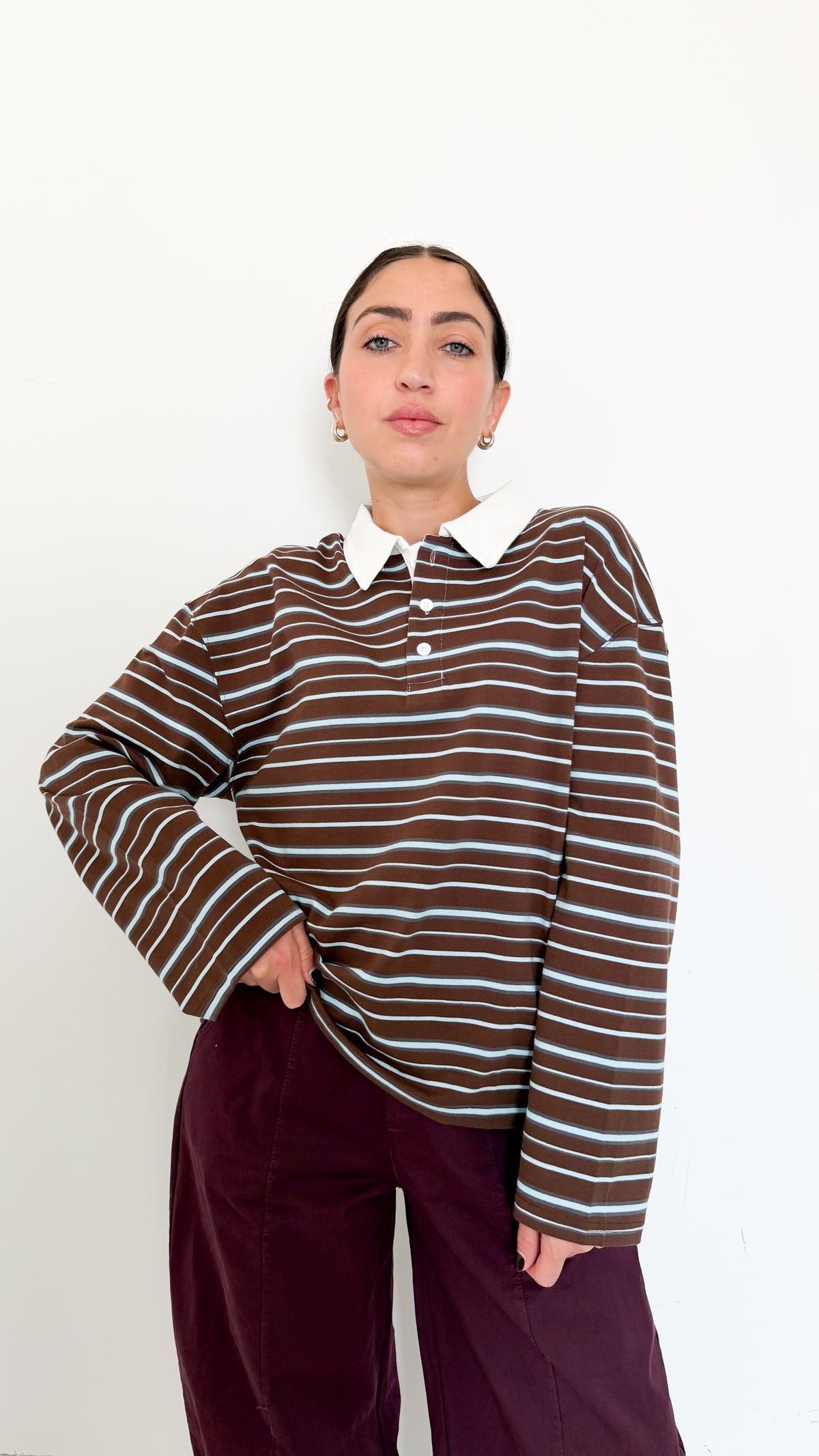 Polo Marrone A Righe