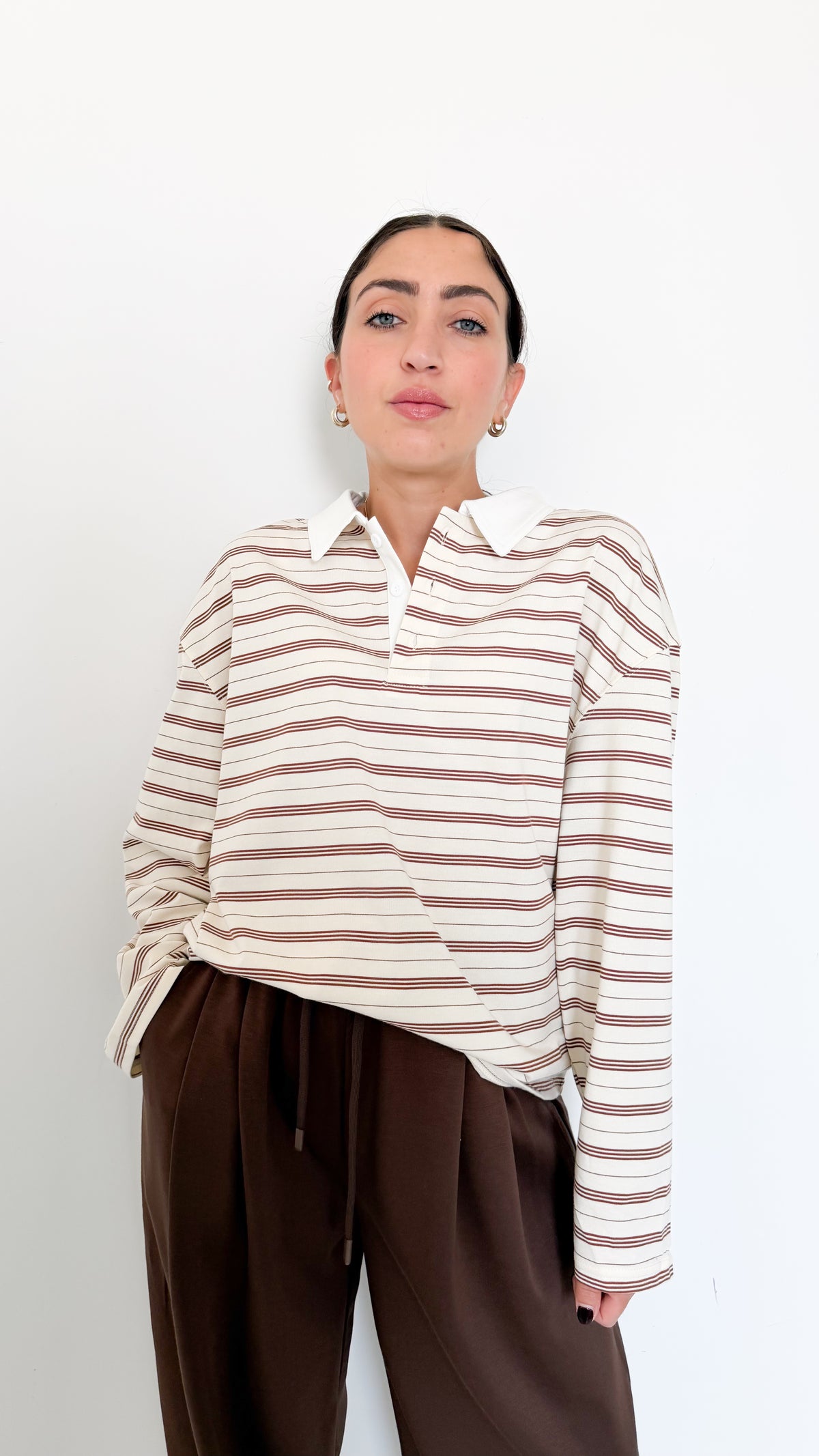Polo Beige A Righe