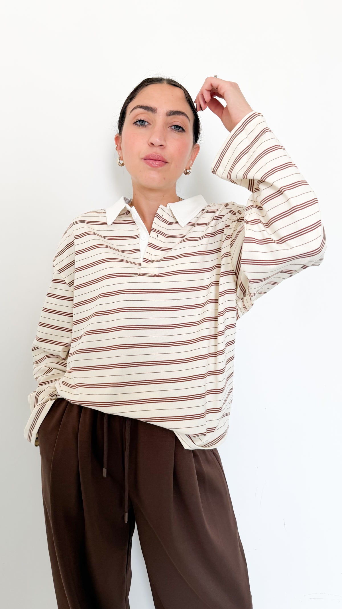 Polo Beige A Righe