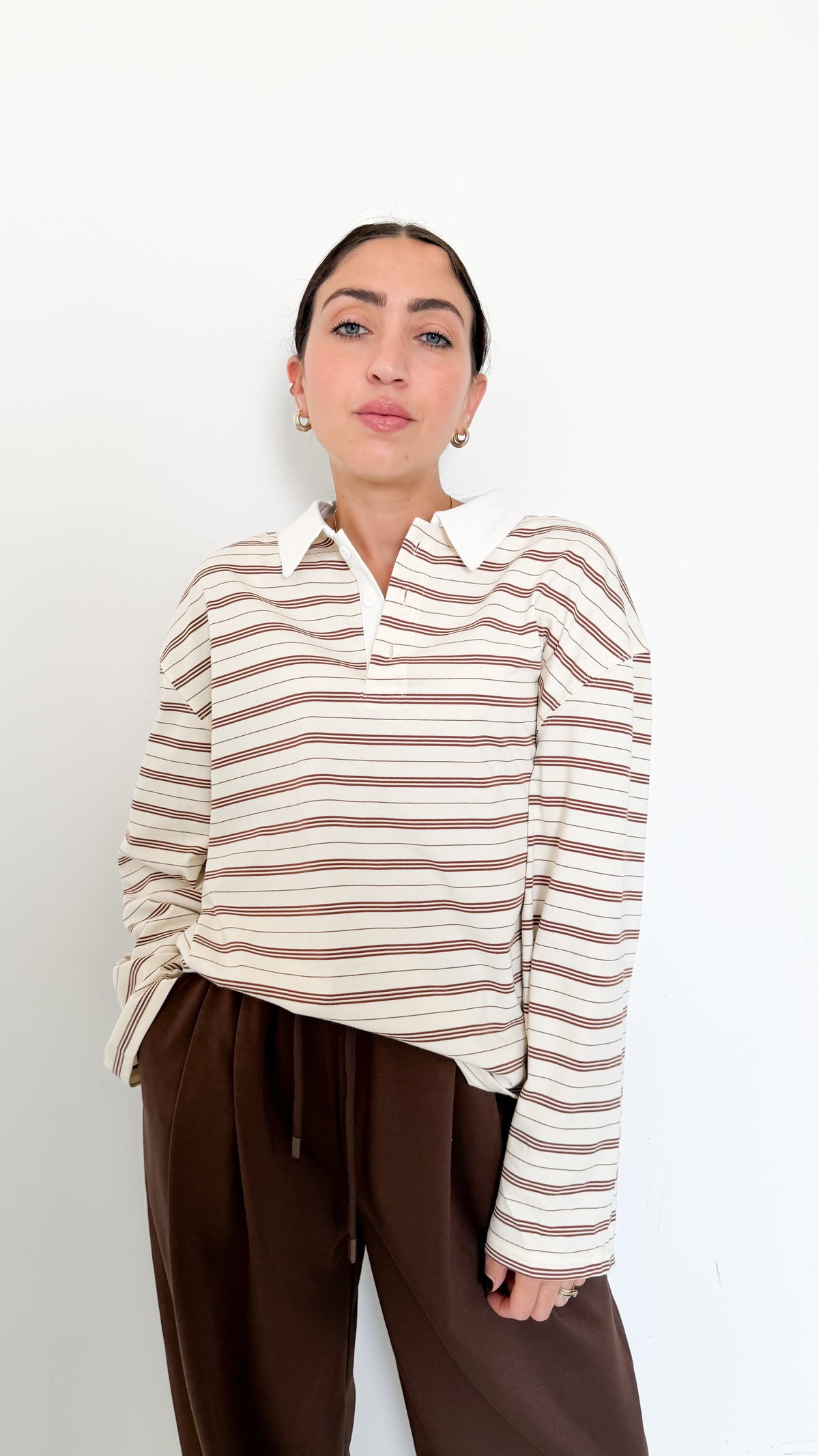 Polo Beige A Righe