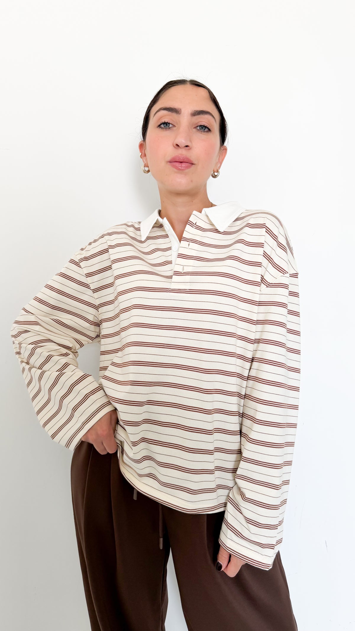 Polo Beige A Righe